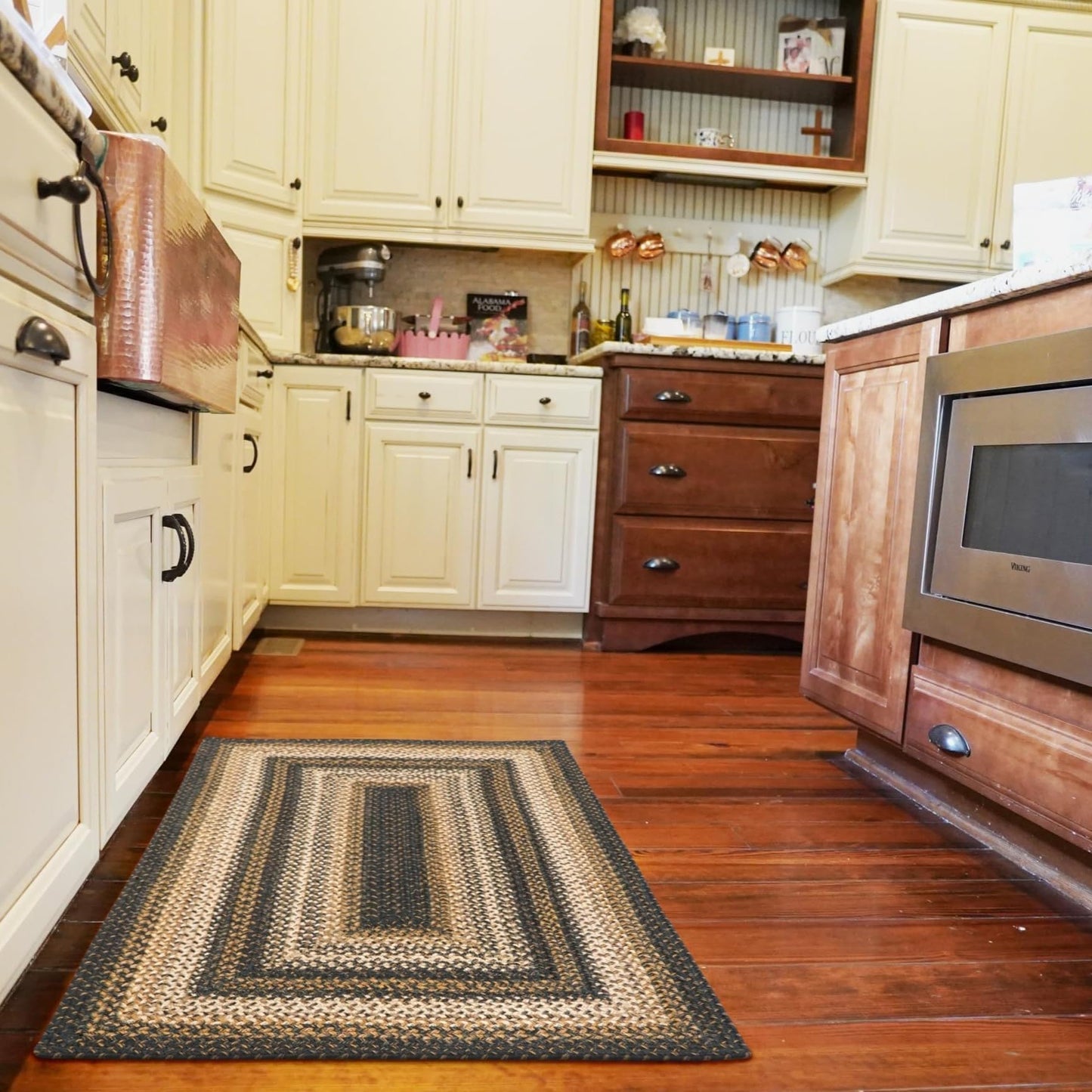 Kilimanjaro Jute Braided Rug 2x3' Black & Tan – Primitive Country Braided Rugs for Bathroom, Entryway, Kitchen & Farmhouse – Pet-Friendly, Reversible & No-Shed
