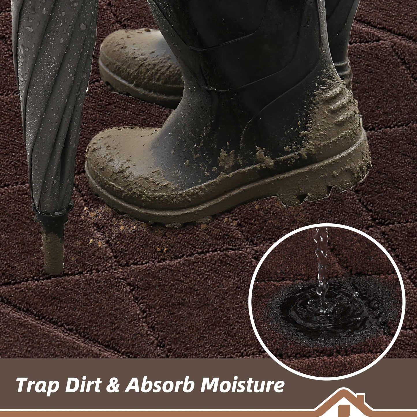 BEQHAUSE Dirt Trapper Door Mat 24" x 36", Doormat Non-Slip Entryway Rugs Washable, Dog Door Mat Stain Resistant and Absorbent Welcome Floor Mat for Front Back Door, Mud Wet Shoes & Paws, Brown