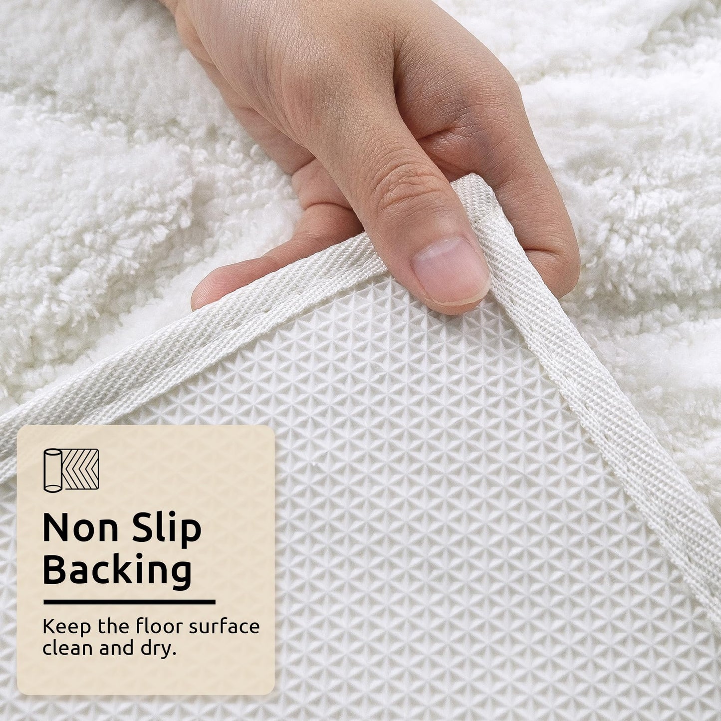 DEXDE White Bathroom Rugs Runner 24x47 Long Bath Rug Non Slip Soft Washable Large Bath Mats for Bathroom Bedroom Hallway Kitchen Floor Carpet Modern Boho Decor