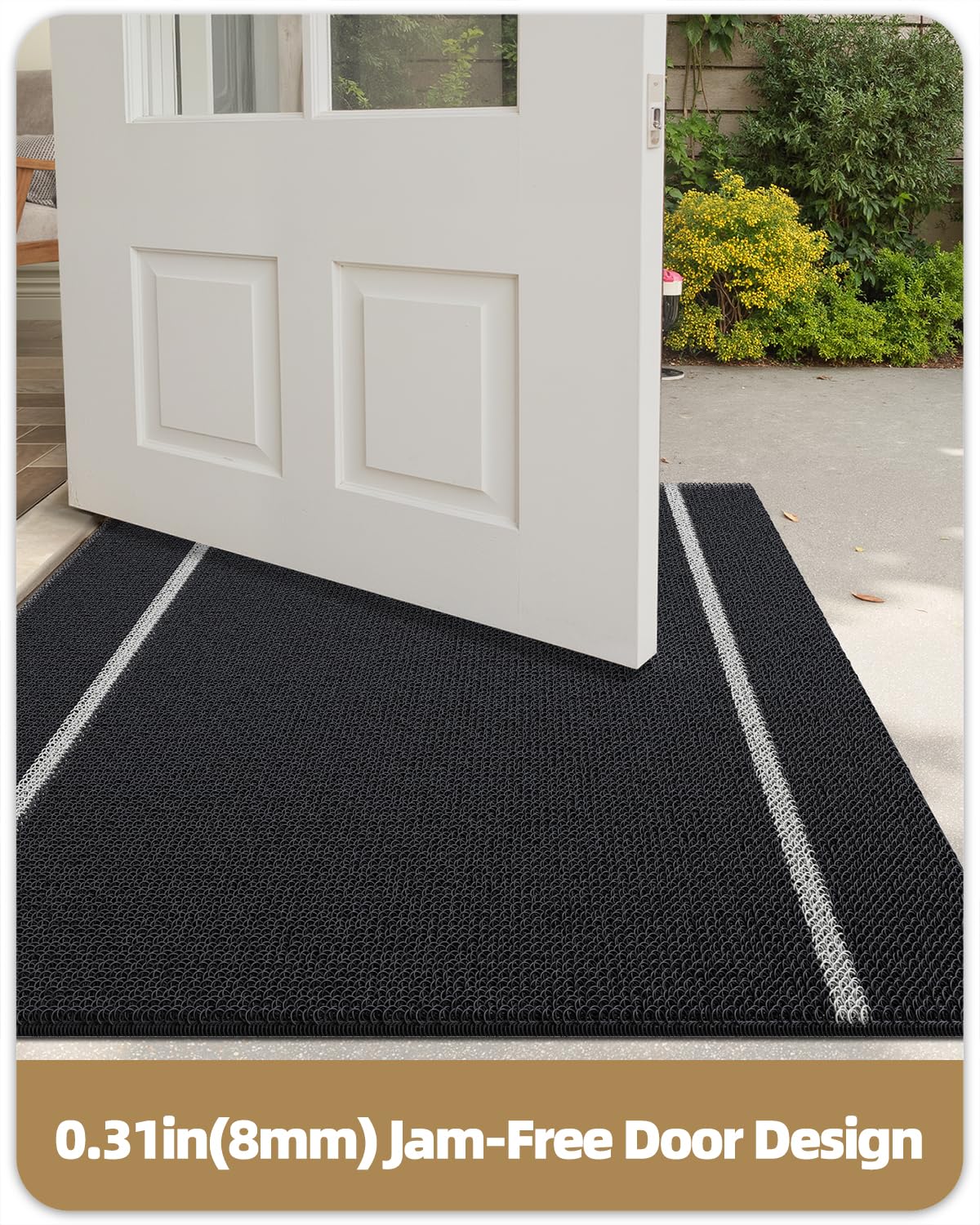 Color&Geometry Front Door Mat (1-Black, 24"x36")