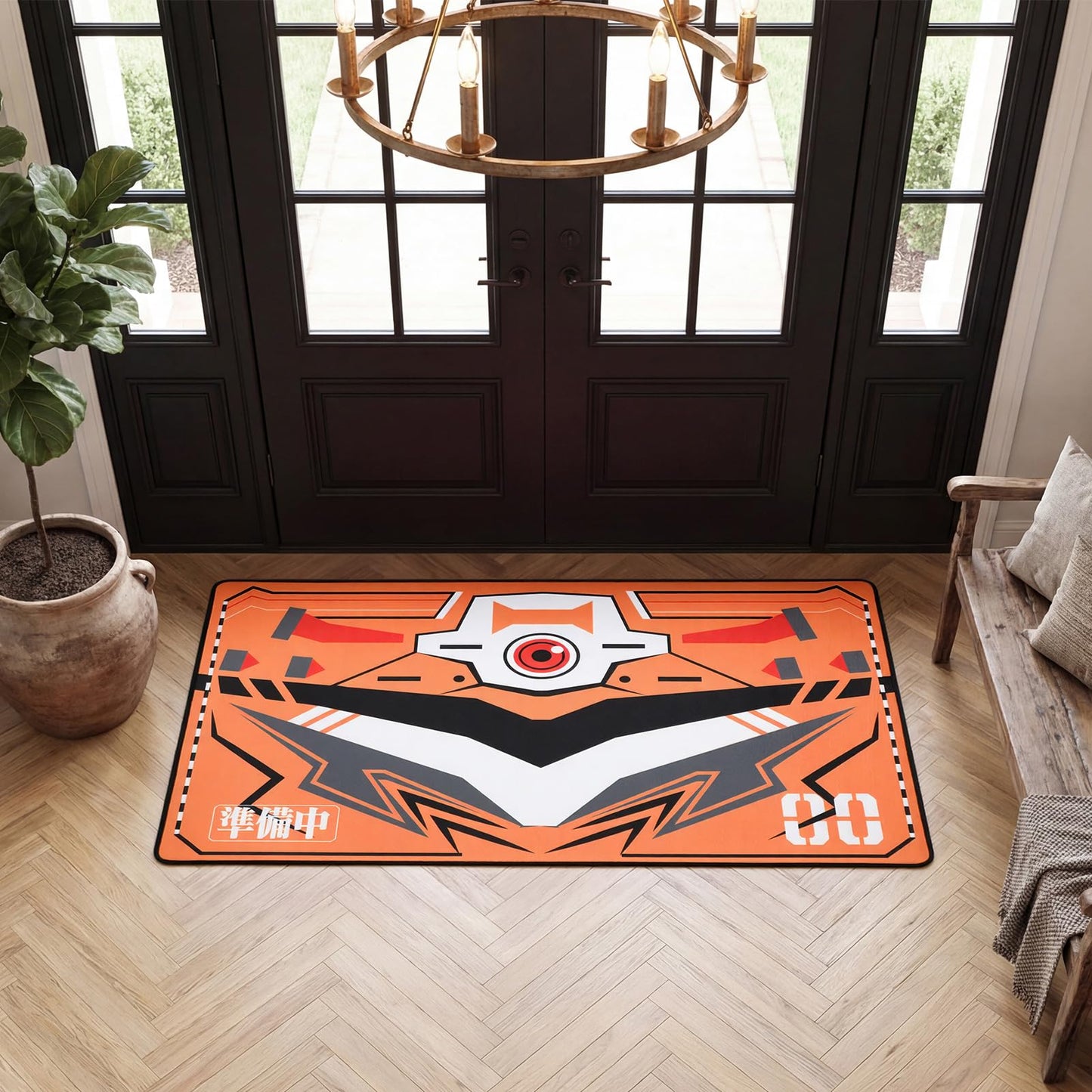 Gaming & Office Chair Mat 43"×71", Neon Genesis Evangelion EVA-00 Inspired Design, Non-Slip Machine Washable Floor Mat for Hardwood Floor