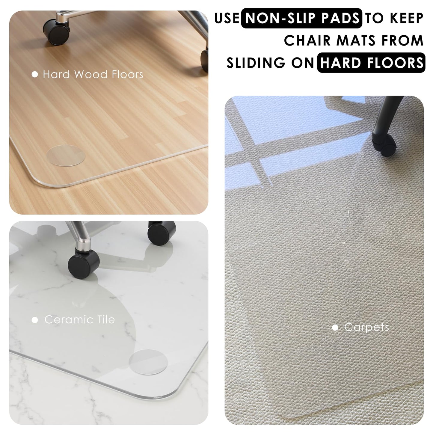 Kuyal 2 Pack 1/5" Thick Office Chair Mat, 40" x48" Heavy Duty Hard Computer Chair Mat, Under Desk Protector Carpeted Floors Mats, Easy Chair Movement, Can be Used on Carpet or Hard Floor, Ship Flat