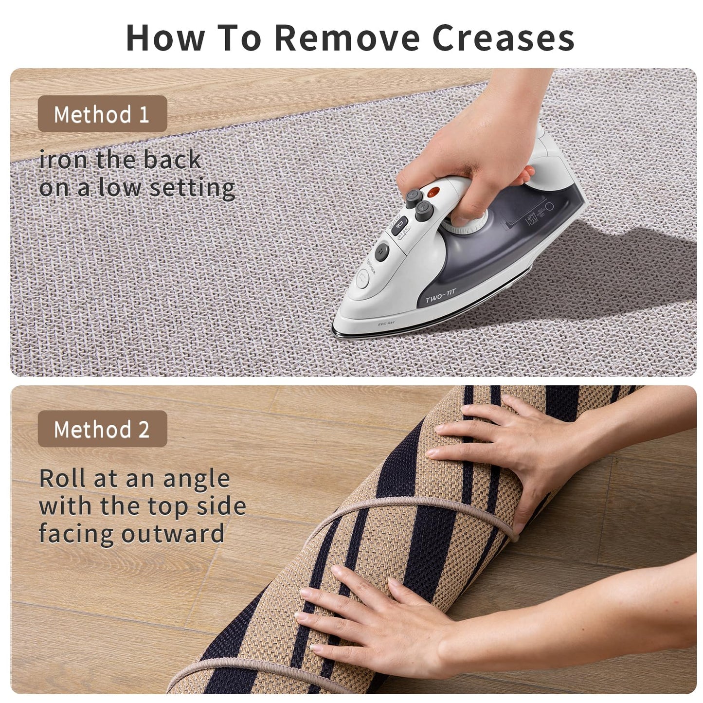 Tangsoo Stripe Easy Jute Rug 4x6 for Paito,Thin Non-Slip Indoor Outdoor Black Door Carpet,Washable Farmhouse Throw Mat for Front Porch Kitchen Bedroom Foyer