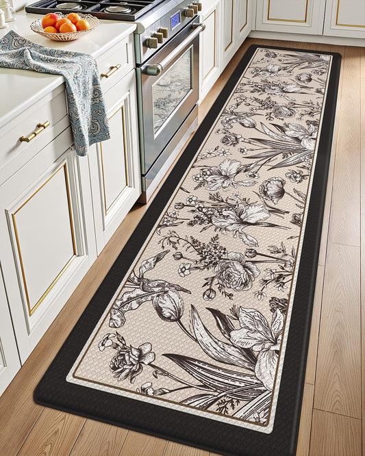 LUMI Anti Fatigue Kitchen Cushioned Mat for Floor, Padded Waterproof Runner for Standing, Stain Resistant Comfort Rugs for Home, Sink, Laundry, 24x87