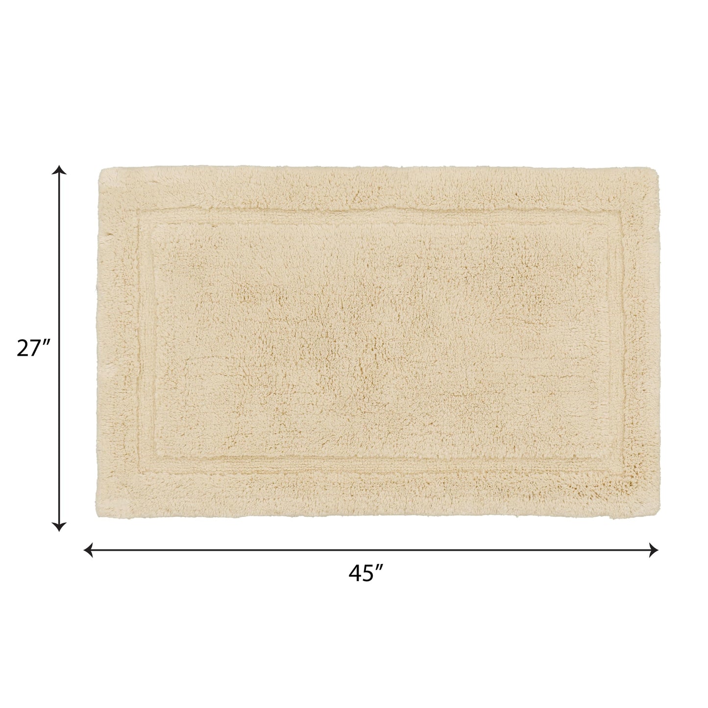 Jean Pierre New York Lydia Border 100% Cotton Bath Mat - Non-Slip Bath Rug - Ivory - 27"x45"