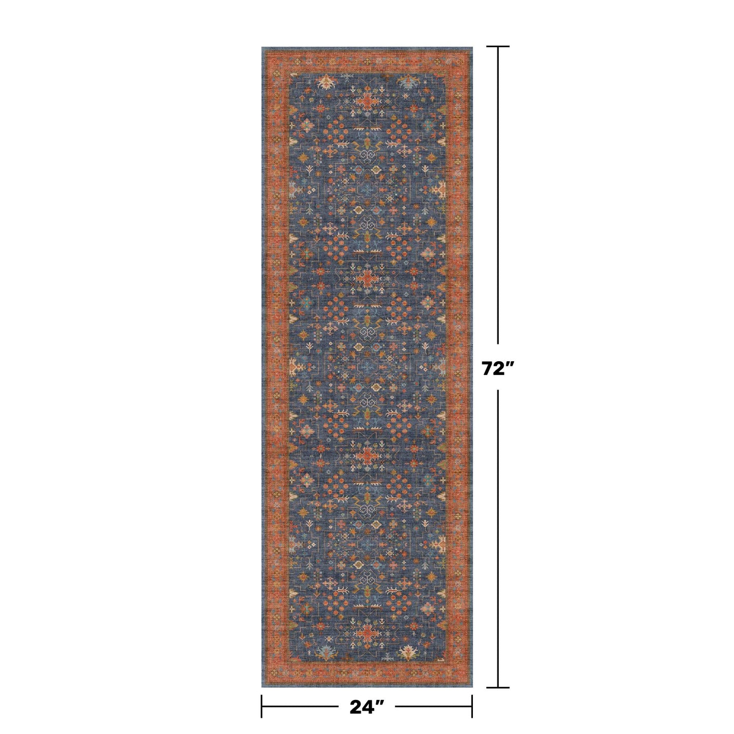 Hazo Haus Navy Blue Runner Rug 2x6 for Kitchen, Hallway, Mudroom, Laundry Room, Bathroom, Washable Non Slip Non Skid Rubber Backing Low Pile Stain Resistance