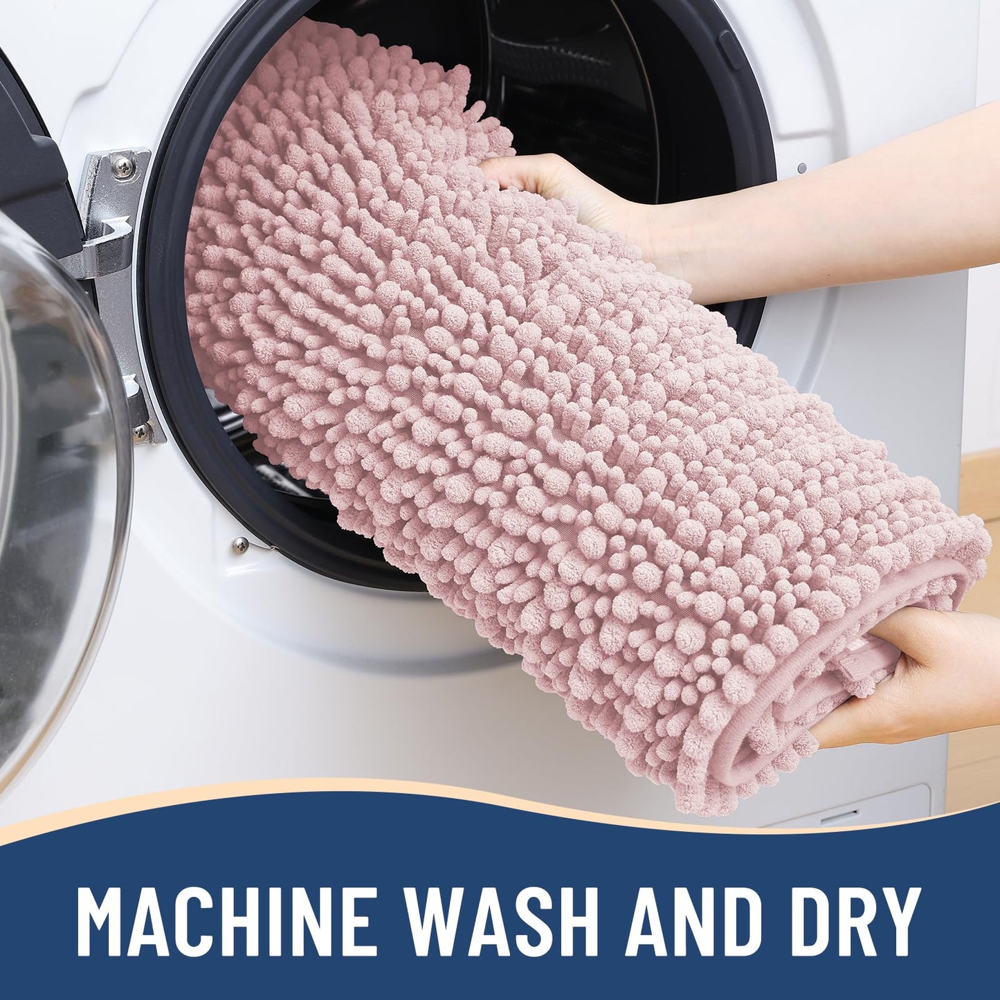Arotive Luxury Bathroom Rugs 30x17, Extra Soft Thick Absorbent Shaggy Chenille Bath Rugs, Non-Slip Machine Wash Dry, Bath Mats for Bathroom Floor, Tub and Shower, Home Decor Accessories, Dirty Pink
