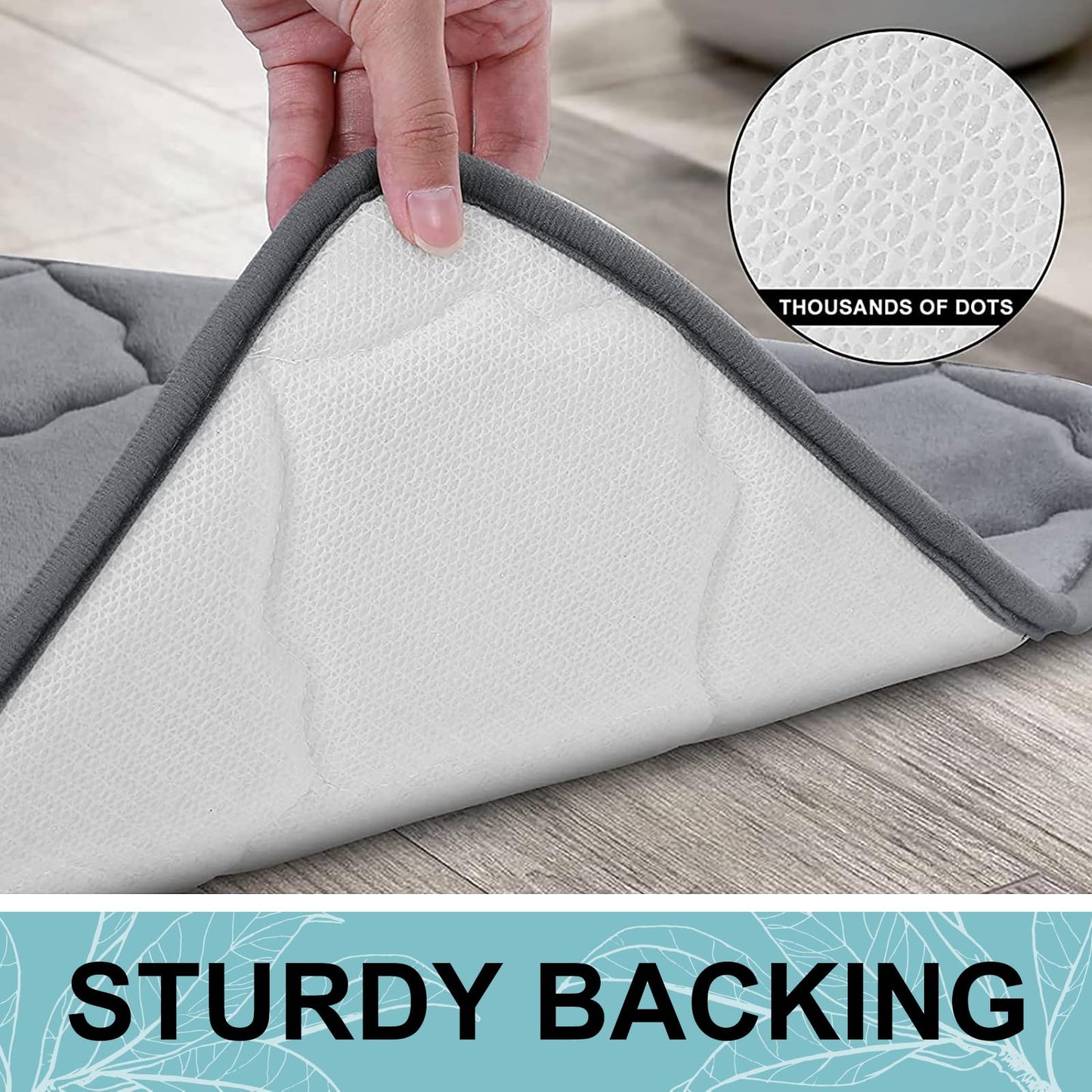 OLANLY Memory Foam Bath Mat Set of 3 Piece, Bathroom Rugs and Toilet Rug U-Shaped, Ultra Soft and Absorbent, Comfortable, Non-Slip, Machine Washable, Shower and Home Decor Accessories, Dark Grey