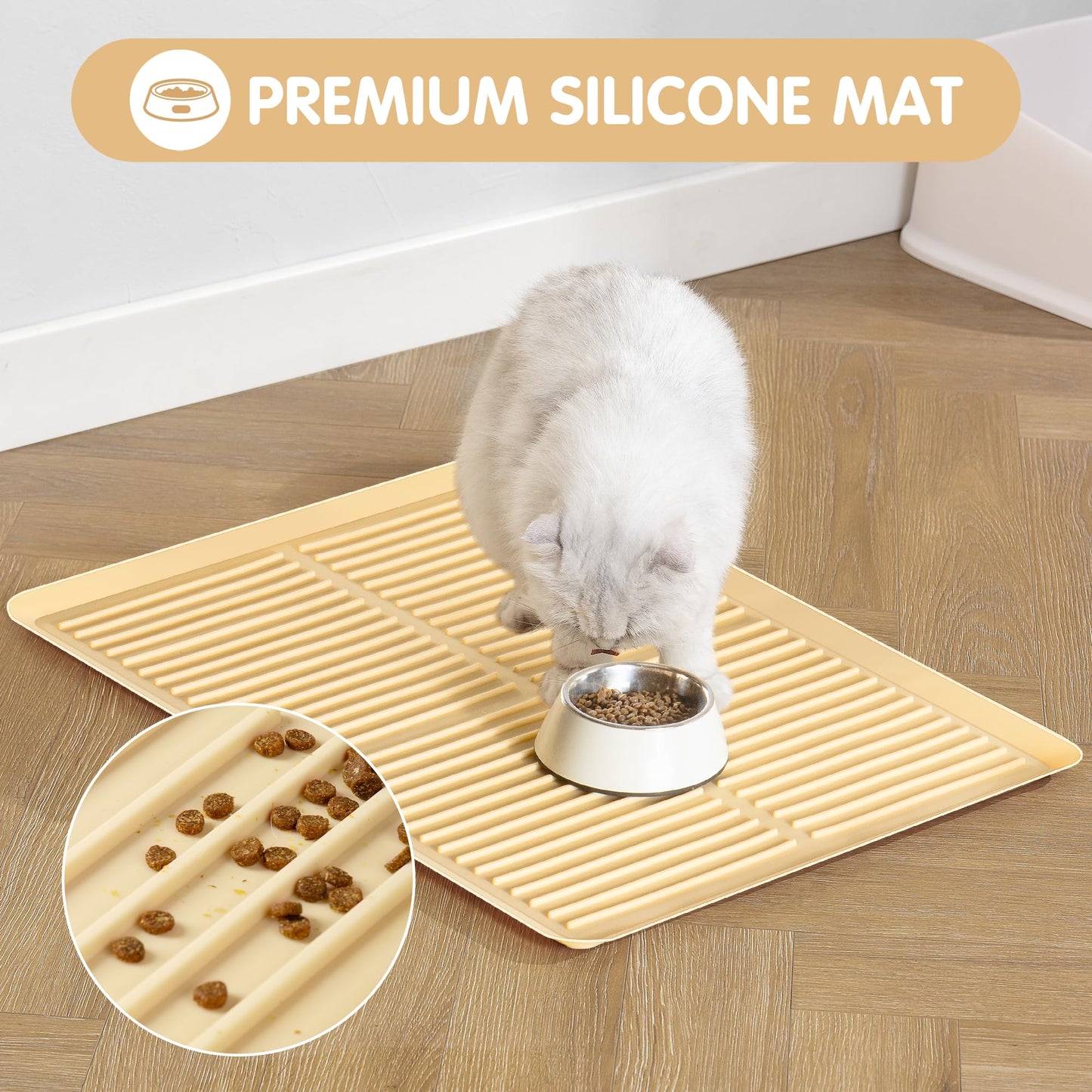 Ycozy Cat Litter Box Mat-Rubber Cat Litter Mat Waterproof Silicone Pad Kitty Litter Catcher Trapping Mat Easy Clean (27'' x 20")