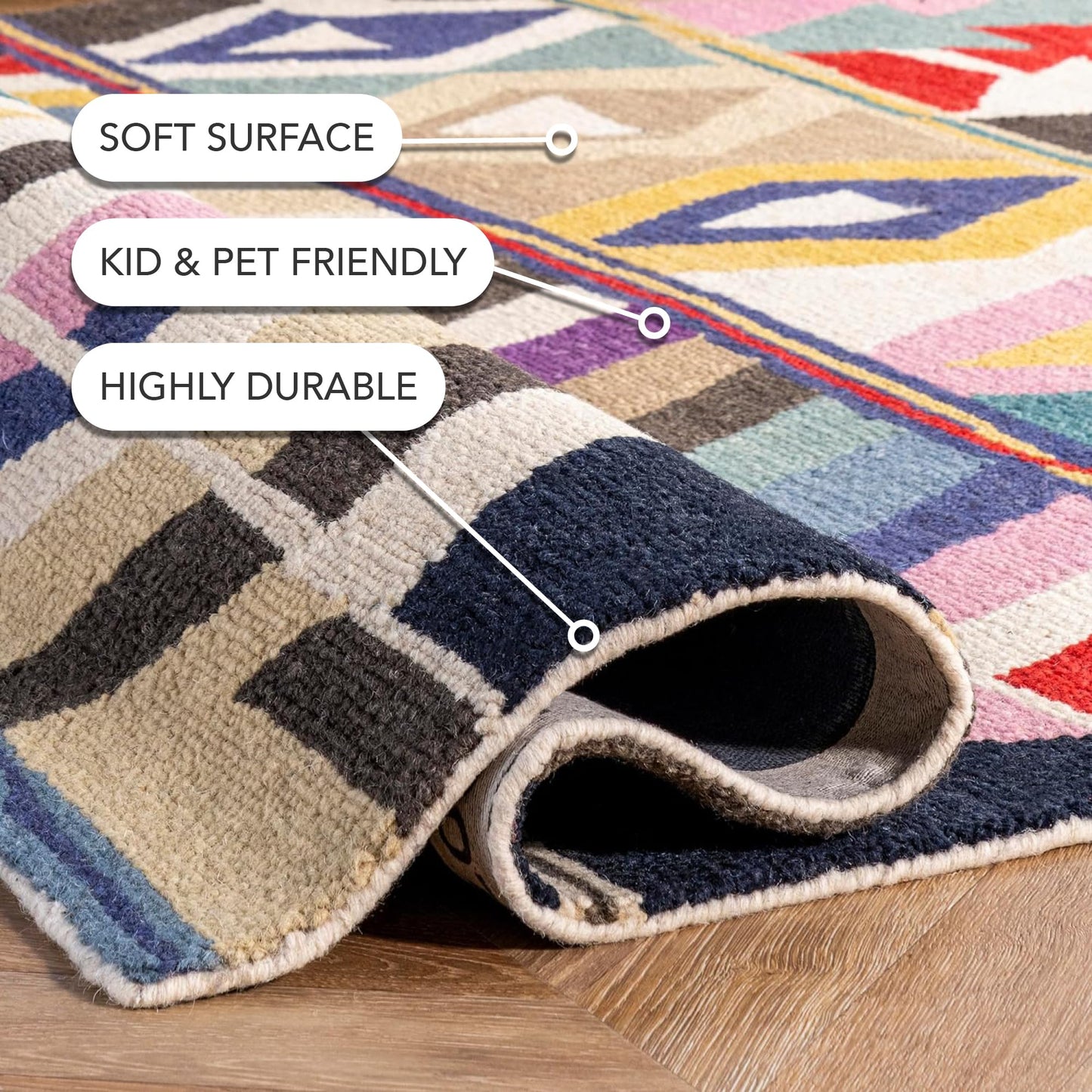 nuLOOM Ofelia Hand Tufted Wool Runner Rug , 2' 6" x 12', Multi, Rectangular, 0.45" Thick