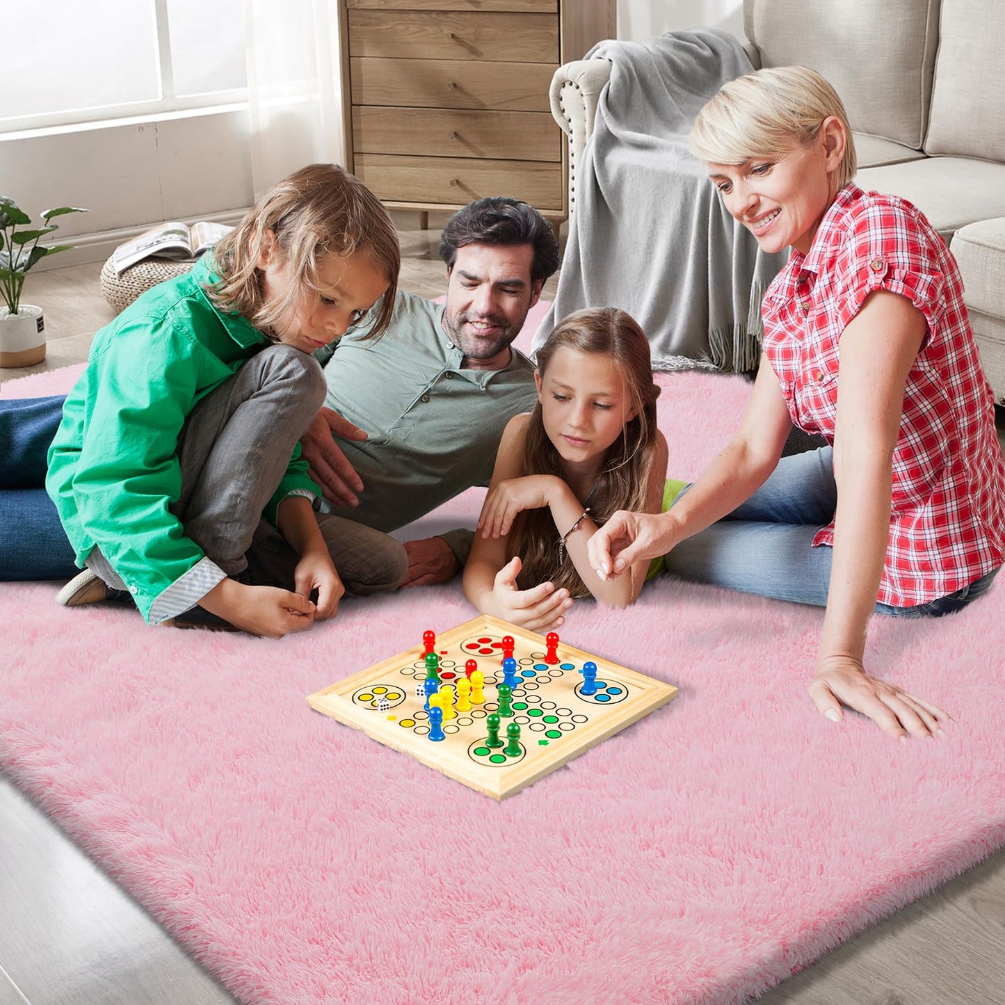 Shag Area Rugs for Bedroom Living Room,5X8 Ultra Soft Fluffy Area Rugs for Dorm, Indoor Carpet Nursery Rugs for Kids Girls Room Home Decor, Pink