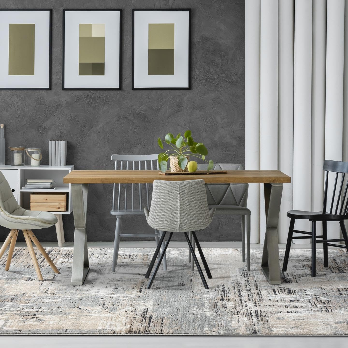 LUXE WEAVERS?Abstract Distressed Beige 8x10 Area Rug