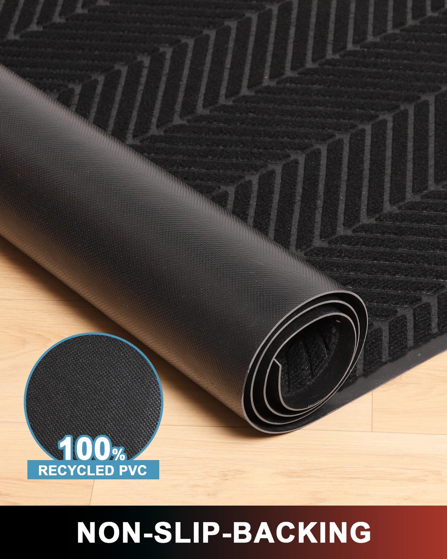 Front Door Mat Indoor Outdoor Entrance, 4' x 12' Heavy Duty Doormat for Entryway, Absorbent Low Profile Welcome Mats Non-Slip, Trap Dirt Durable Mats for Home, Patio, Garage