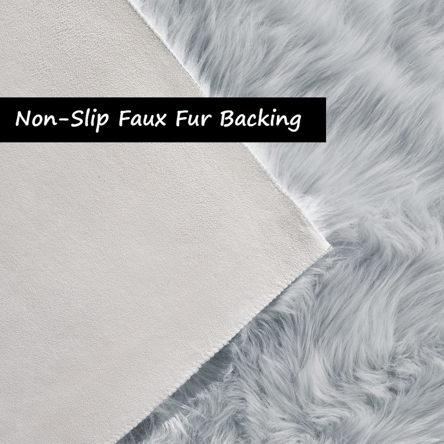 Goolela Grey Round Rug 3ft Fluffy Faux Sheepksin Fur Rug Fuzzy Gray Bedside Rugs for Bedroom Living Room Plush Soft Circle Shag Carpet