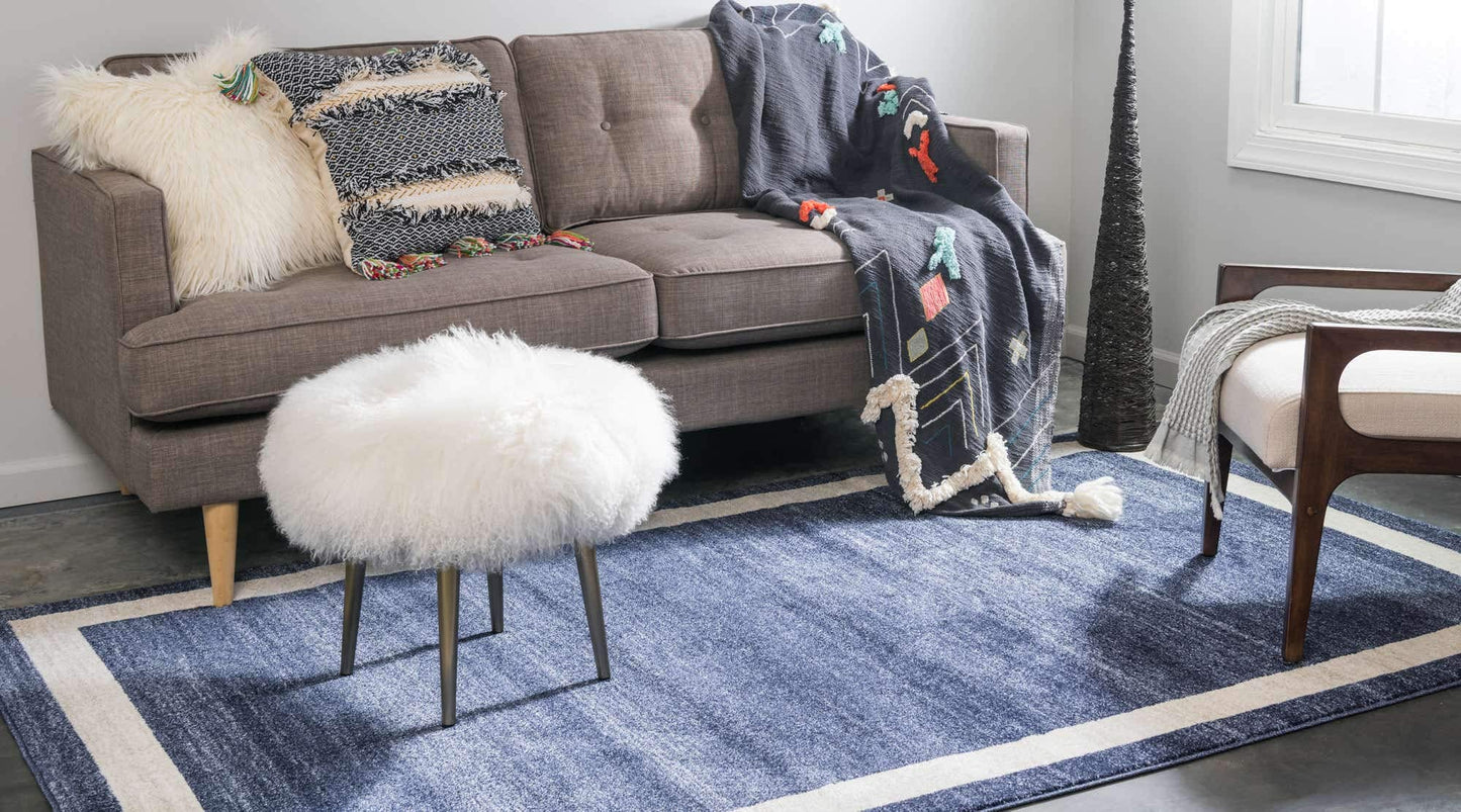 Unique Loom Del Mar Collection Area Rug - Maria (5' 3" x 8' Rectangle, Navy Blue/ Ivory)
