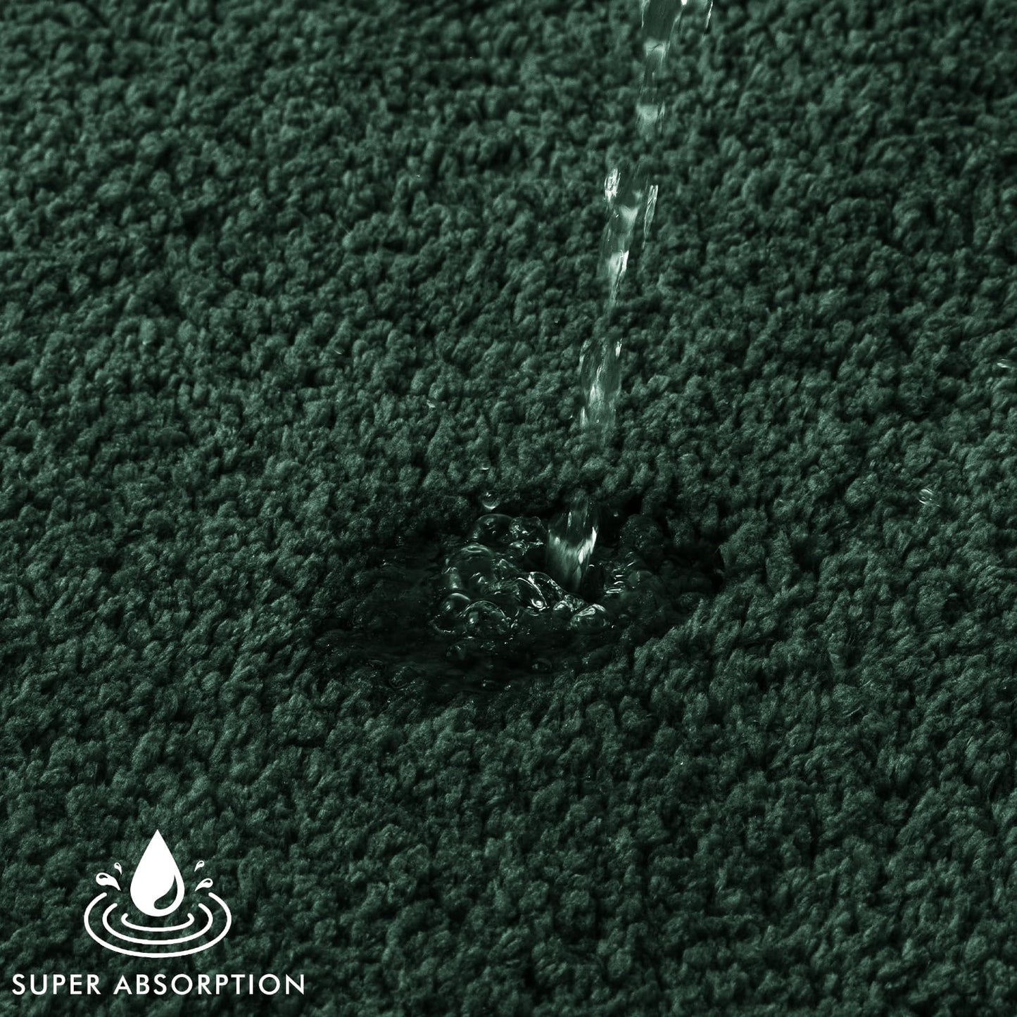 MIULEE Dark Green Bathroom Rugs Set 2 Piece, Soft Absorbent Microfiber Bath Mat Set, Non Slip Quick Dry Machine Washable Plush Shaggy Bath Rugs for Bathroom Floor, Tub and Shower, 16x24 inches