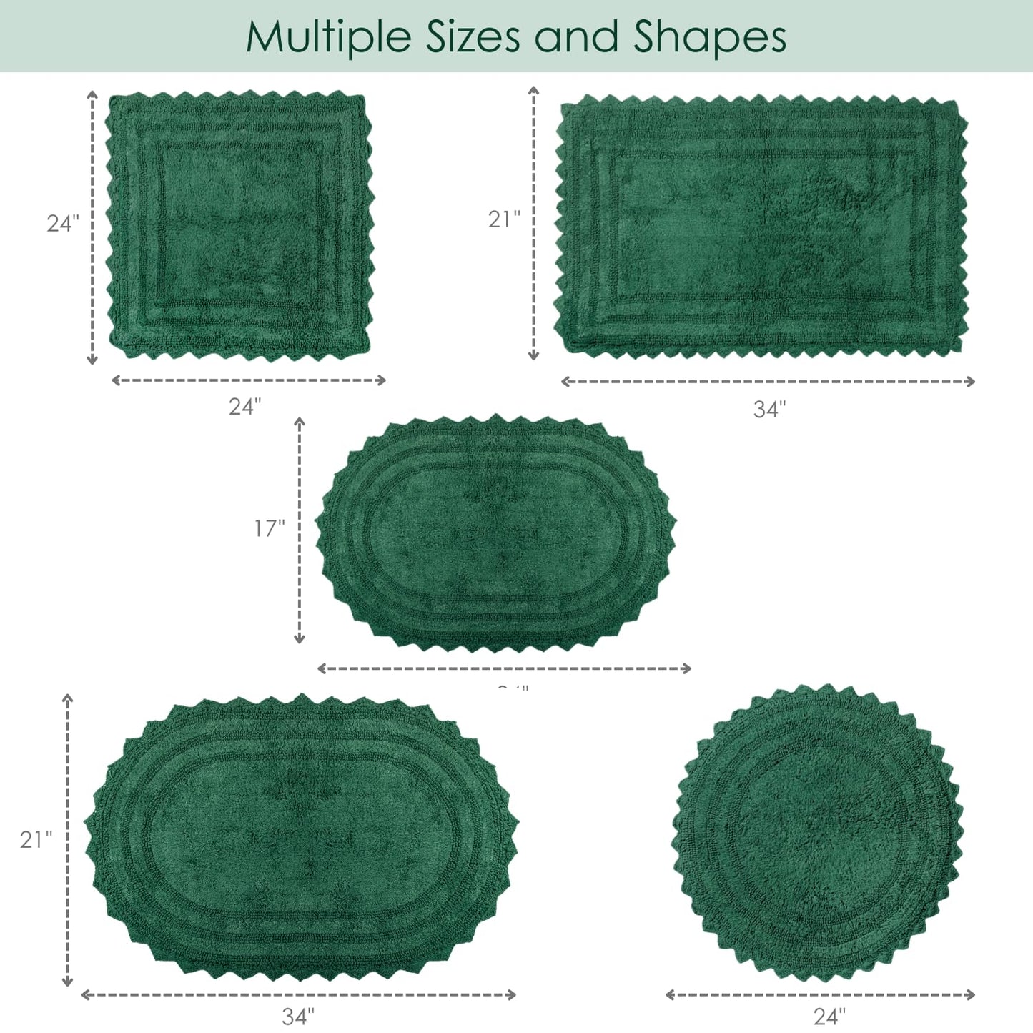 RAJRANG Foliage Green Oval Cotton Bathroom Rug – 34x21 Inch Reversible Crochet Bathroom Rug – Soft, Absorbent, Handmade Boho Rug for Spa, Kitchen, or Entryway