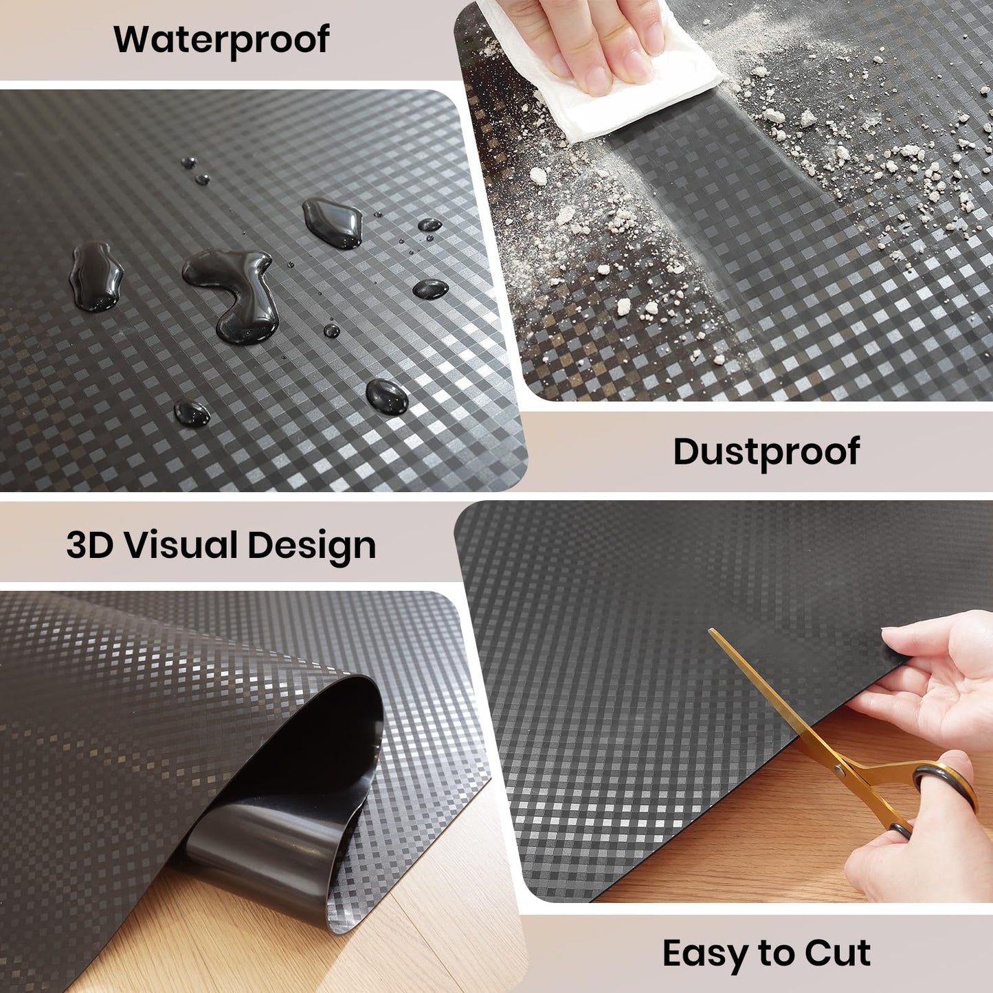 Gaming Chair Mat for Hardwood Floor, 36 x 60 Inch Computer Desk Chair Mat, Black Plastic Floor Protectors for Chairs, Heavy Duty Wood Tile Floor Mats for Home & Office