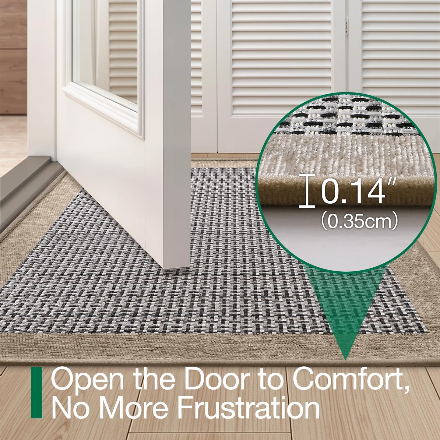LUMI Inside Door Mat for Entry 24"x36", Absorbent, Dirt Trapper, Low Profile Thin, Non Slip Mats with Rubber Backing, Ideal for Indoor, High Traffic, Garage, Entrance, Classic Beige