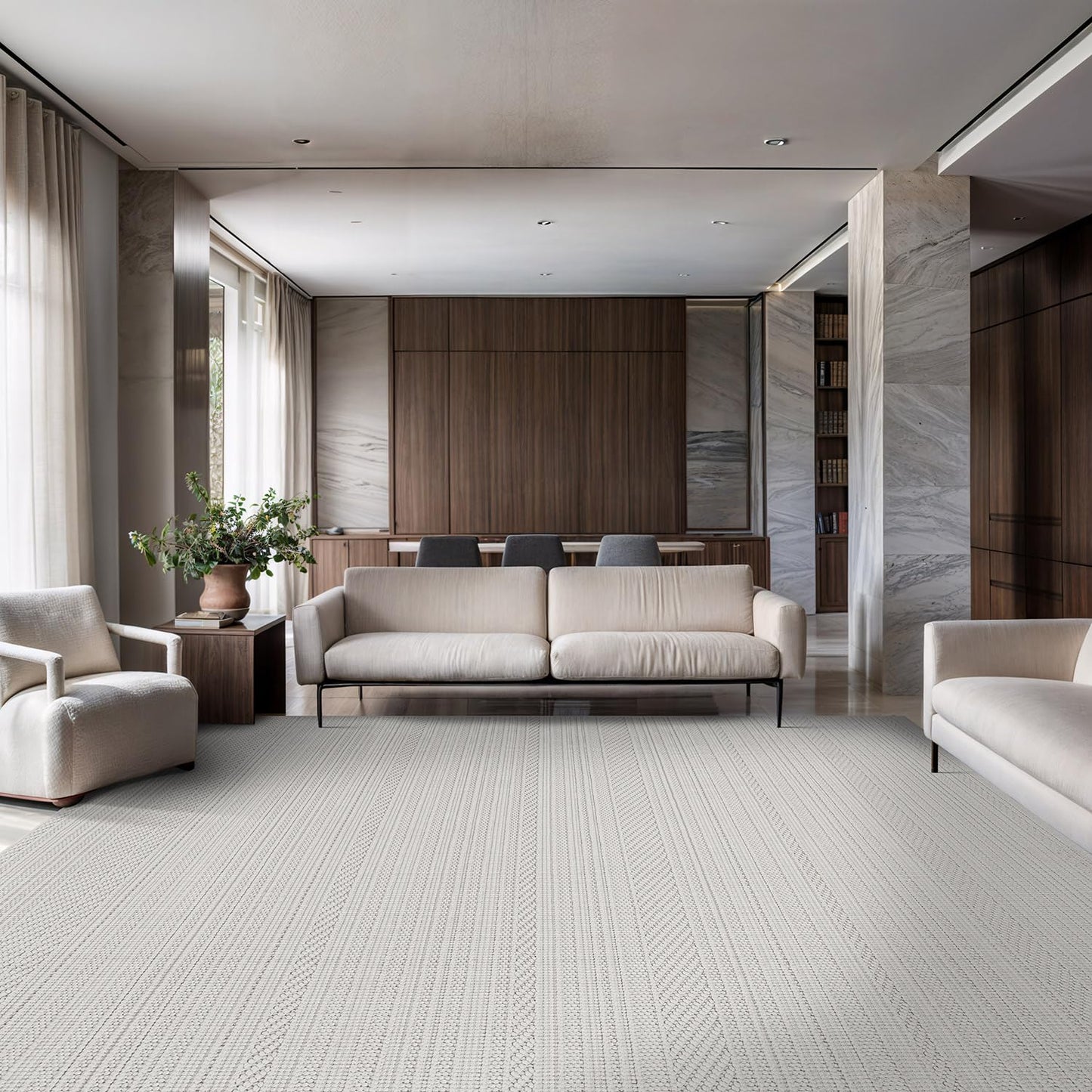 Luul Home Micro Loop Indoor Rug White 8x10 Boho Geometric Neutral Area Rugs for Living Room Soft Luxury Modern Low and High Pile Durable Stain Resistant Non-Shedding Indoor Area Carpet 8 x 10