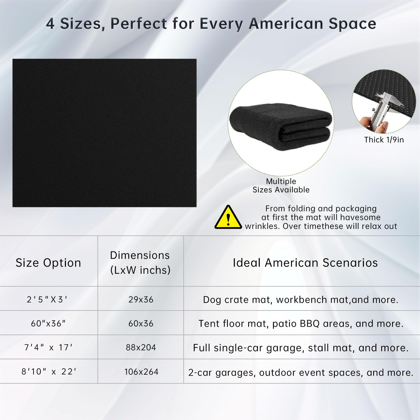 7'4"x17' Oversized Garage Floor Mat - Oil & Fluid Absorbent, Leak-Proof Rubber Backing, Heavy Duty All-Weather Protector for Car Sedan SUV Trucks & RVs, Trimmable Non-Slip