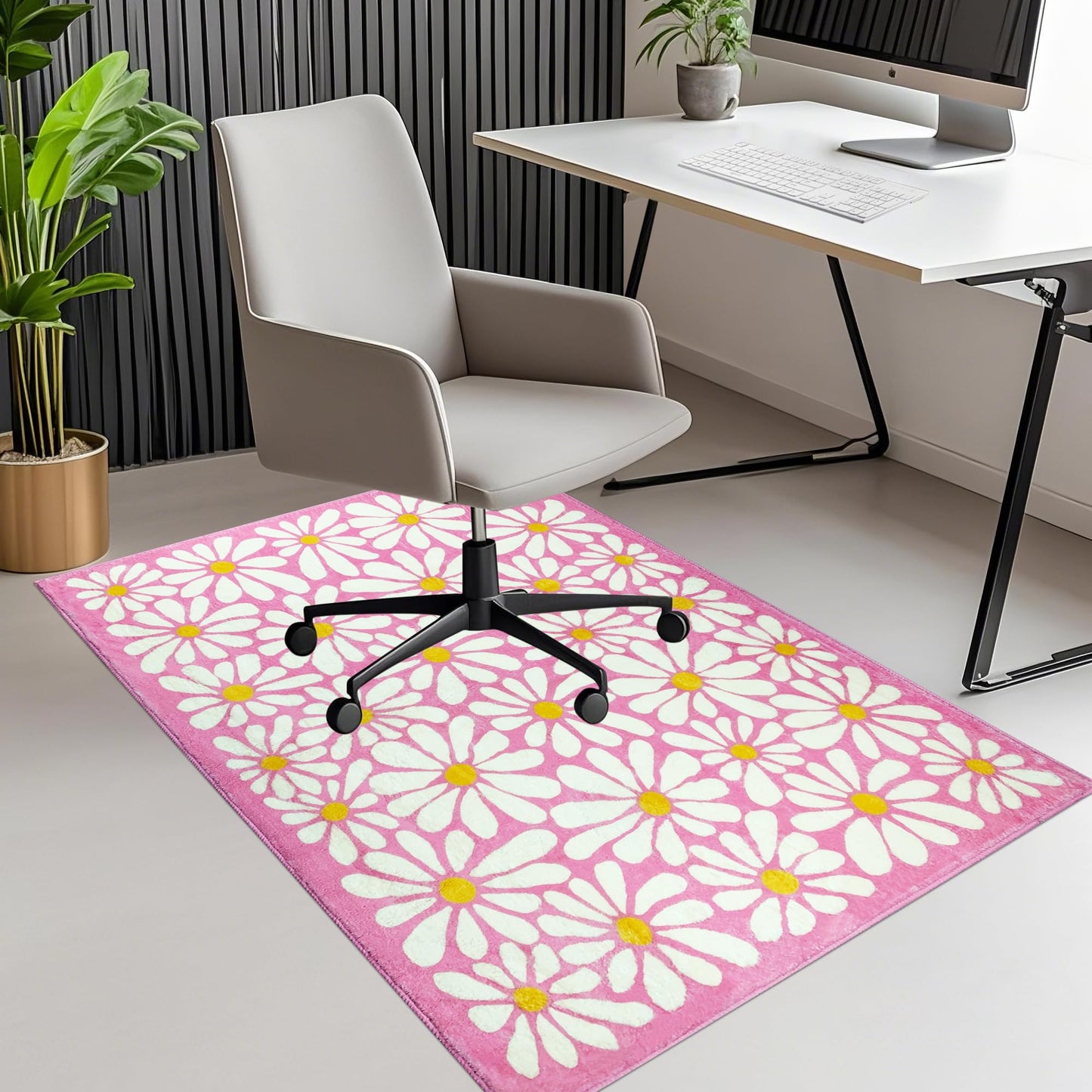 SHIYUE Office Chair Mat for Hardwood/Tile Floor Carpet, 36"x48" Computer Desk for Rolling Chairs Protector Gaming Non Slip Under TPR Backing Rug(Pink Floral)
