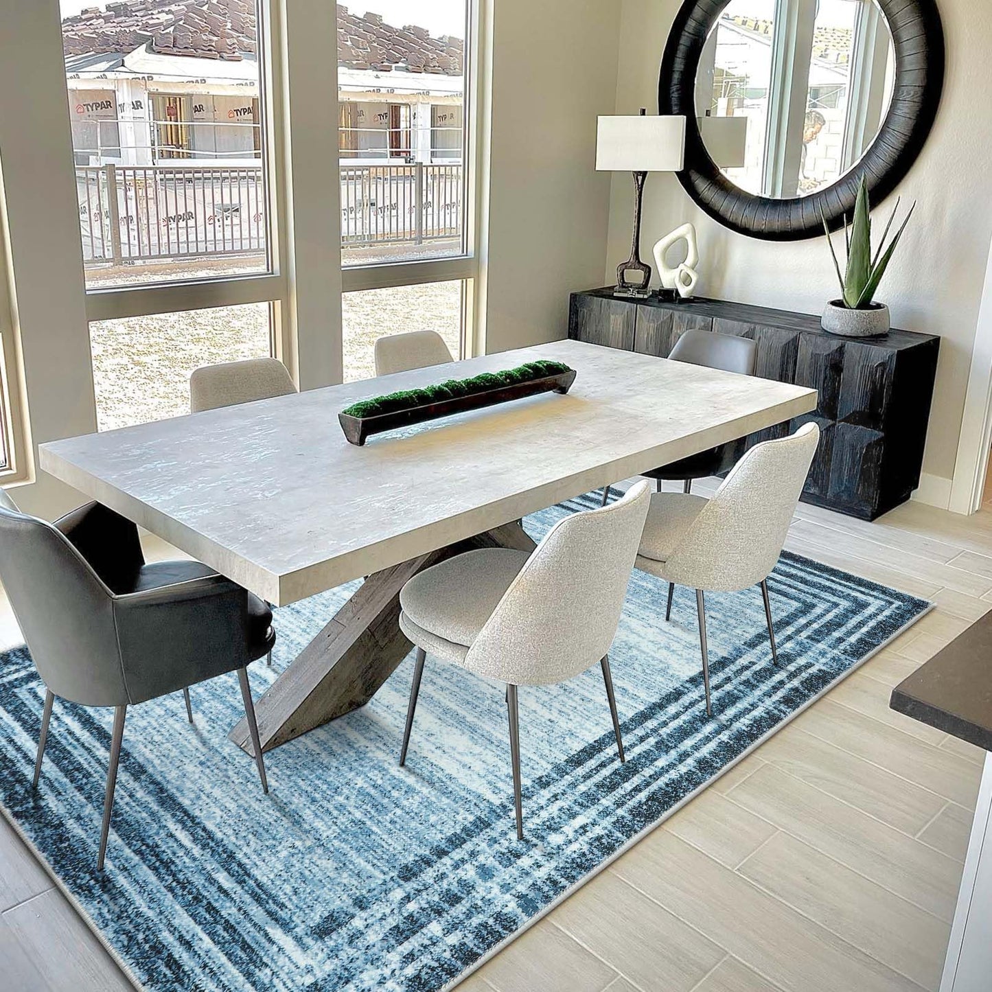 Lahome Abstract Area Rugs 5x7,Washable Modern Rugs for Living Room Non-Slip,Low-Pile Soft Rug Minimalist Bordered Floor Carpet for Bedroom Dining Room Entryway Indoor
