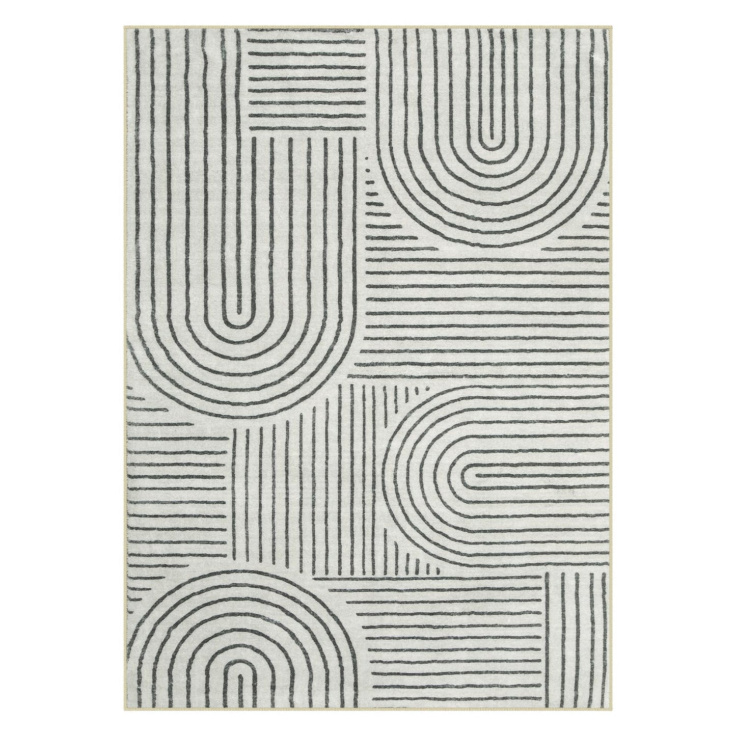 Lahome Abstract Washable Area Rug, 5x7 Rug for Bedroom Non-Slip Soft Living Room Rug, Ultra-Thin Modern Black and White Rug Throw Large Carpet for Dining Room Darrell(5'x7',Black)