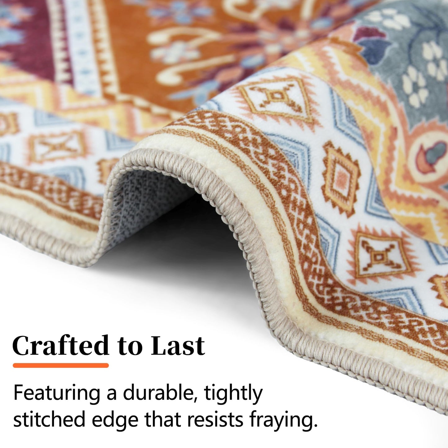 TTelephant 4x6 Area Rug, Soft Non-Slip Boho Moroccan Rug, Low-Pile Printed Indoor Washable Area Rugs for Living Room, Bedroom Bedside, Entryway, Kitchen - Multi