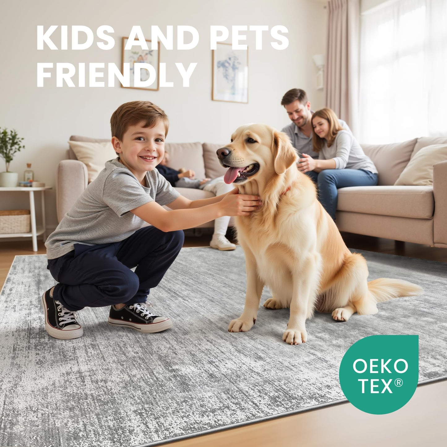 zesthome 8x10 Area Rugs for Living Room, Non-Slip Backing Washable Rug, Modern Abstract Area Rug, Stain Resistant Rugs for Bedroom, Ultra-Thin Large Area Rugs, Area Rug 8x10