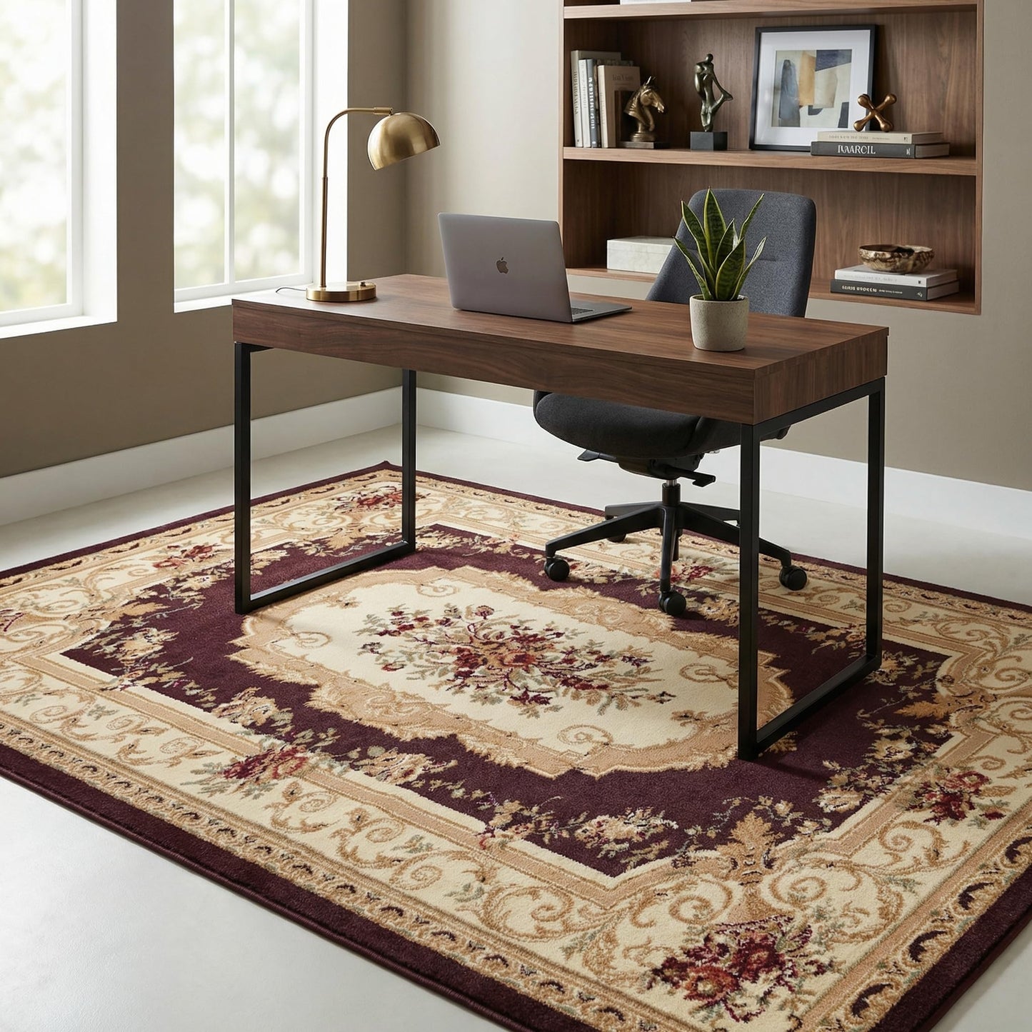 Unique Loom Versailles Collection Traditional Classic Floral Motif Area Rug (5' 0 x 8' 0 Rectangular, Brown/ Ivory)