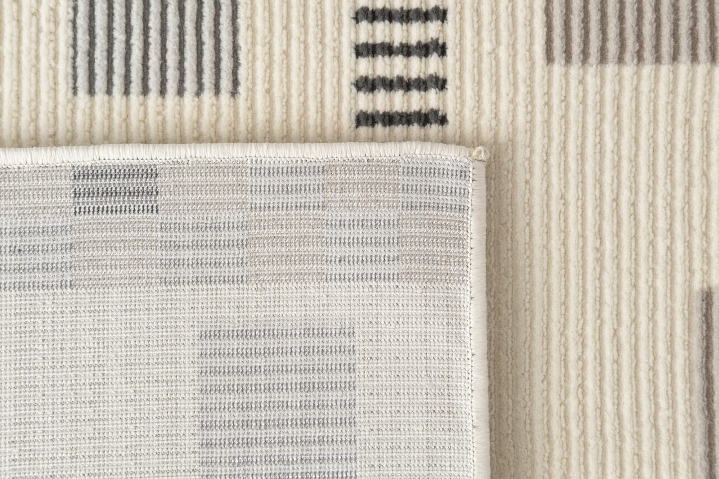Revival Rugs Comb 5'x8' Area Rugs for Living Room Bedroom Dining Room - Washable, 100% Recycled, Oeko-TEX Certified, Modern, Medium Pile, Beige, Cream, Gray