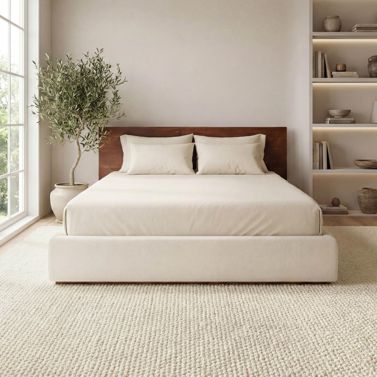 Bedsure 5x7 Faux Wool Area Rugs for Living Room, Machine Washable Carpet, Non-Slip Backing, Pet Friendly Throw Rug for Bedroom Dining Room, Oatmeal