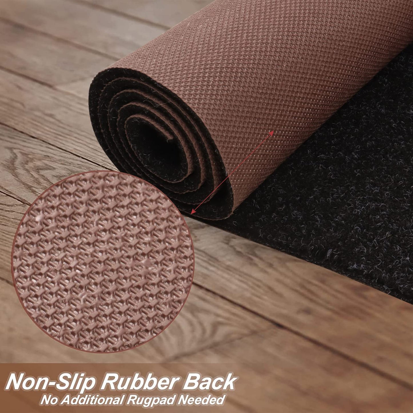 2' x 6' Runner Rugs with Rubber Backing, Indoor Outdoor Utility Carpet Runner Rugs, Black, Can Be Used as Aisle for The RV and Boat, Laundry Room and Balcony