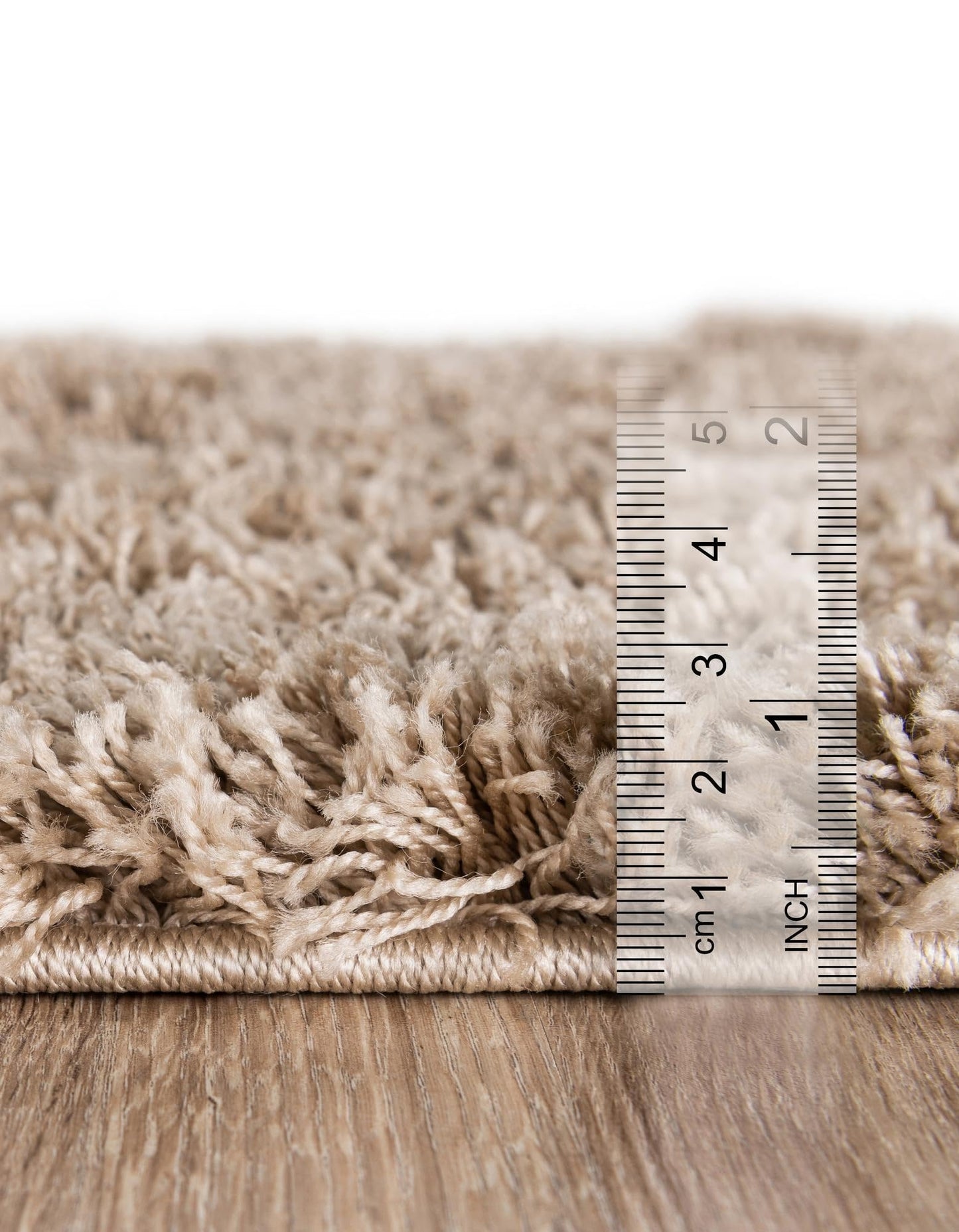 Unique Loom Solid Shag Collection Area Rug (5' 1" Square, Taupe)