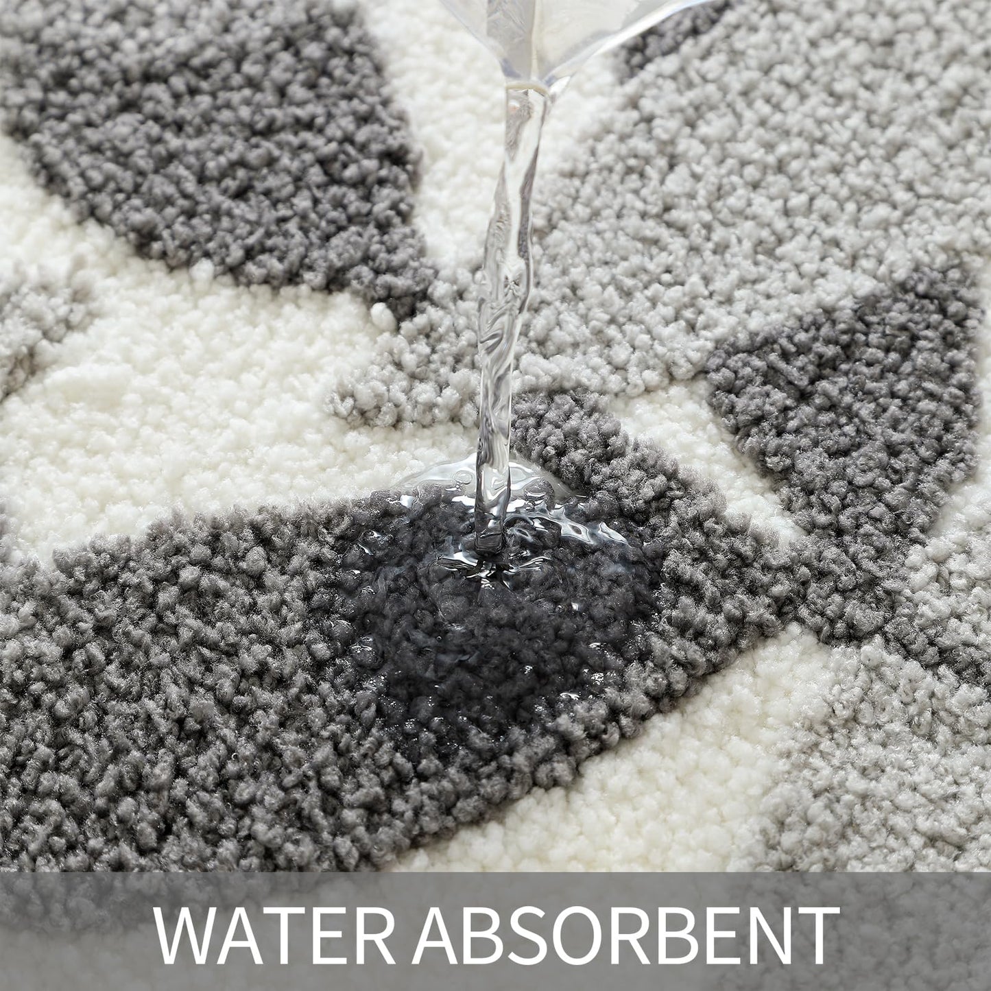 Gibelle Grey Bathroom Rug Set, Non-Slip Strong Water Absorbent Plush Microfiber Bath Mat Set, Machine Washable Bathroom Floor Mat Cute Shower Rug Indoor Doormat (18"x26"+20"x32")