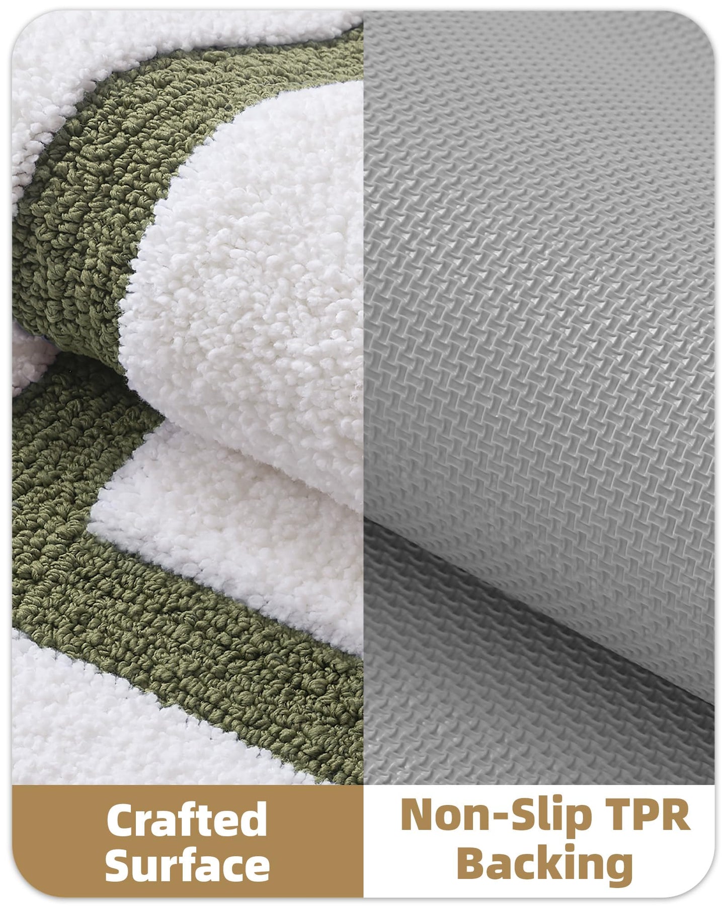 Color&Geometry Extra Soft Absorbent Microfiber Bath Rugs, Non-Slip Bathroom mat, Small Washable Plush Bath Mats for Bathroom, Shower, Tub, Laundry, 17x30, White Green