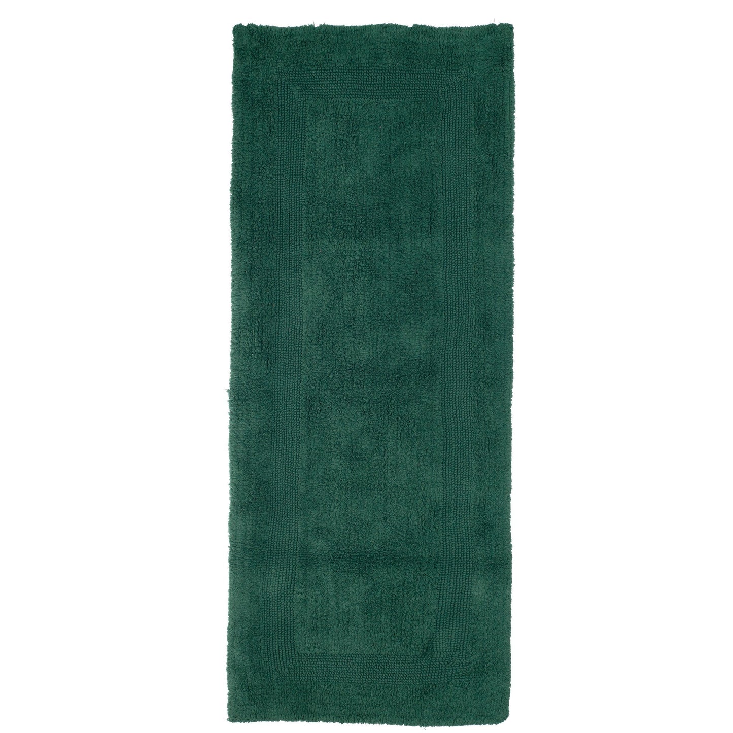 Lavish Home Reversible Long Bath Mat - 60x24-Inch Plush Cotton Bathroom Runner - Machine Washable Bath Mats for Bathroom, Kitchen, or Laundry Room (Green)