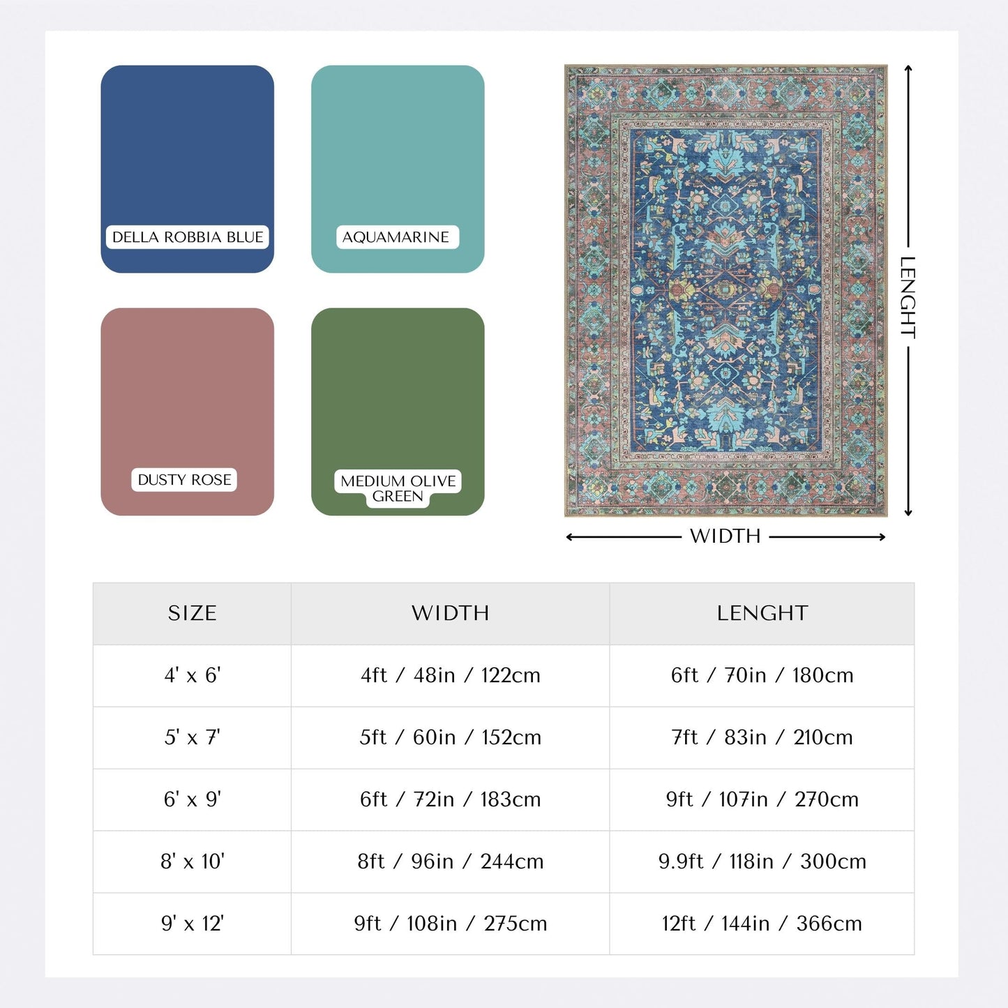 GIONARA Navy Blue Oushak Large Area Rug 8x10 - Washable Boho Rug Vintage Turkish Non-Slip Carpet Non-Shedding Extra Large Area Rugs for Living Room, Dining, Bedroom, Lounge, Farmhouse