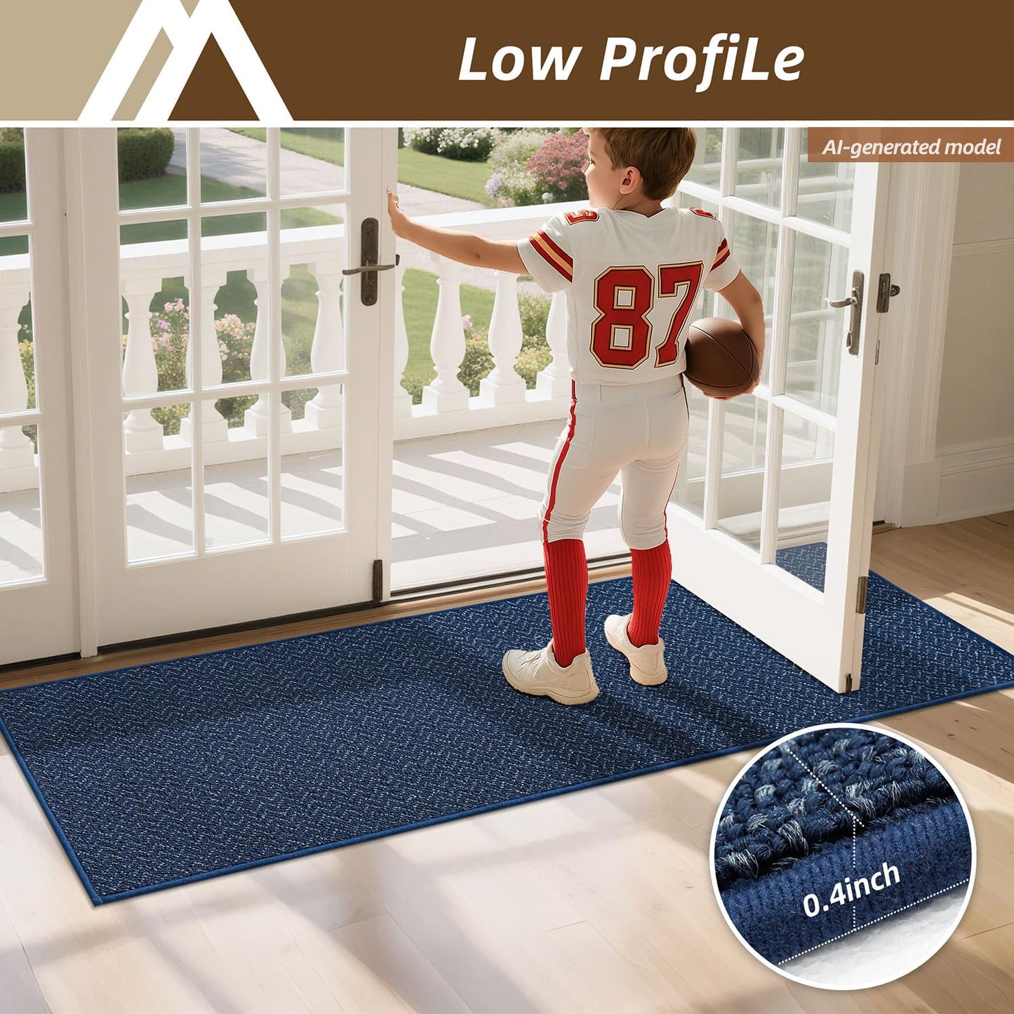 COSY HOMEER Hallway Runner Rug 2'x8' Non Slip Washable Entryway Runner Rugs Absorbent Stain Resistant Carpet Rug Runners for Hallways,Entrance and Laundry Room,Blue