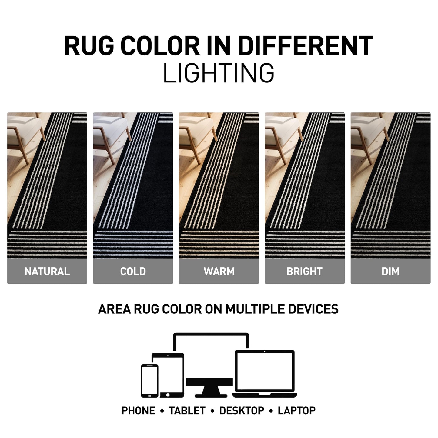 Rugshop Modern Minimal Bordered Indoor Area Rug for Entryway,Bedroom,Kitchen Rug Low Pile Rug with Jute Backing 4' x 6' Black