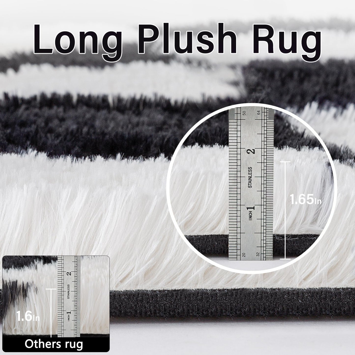 PureCozy Checkered Rug 5x8 for Living Room, Black and White Modern Shag Rugs Super Soft Washable Indoor Office Fuzzy Carpet Non-Slip Fluffy Rugs for Bedroom Home Aesthetic Decor