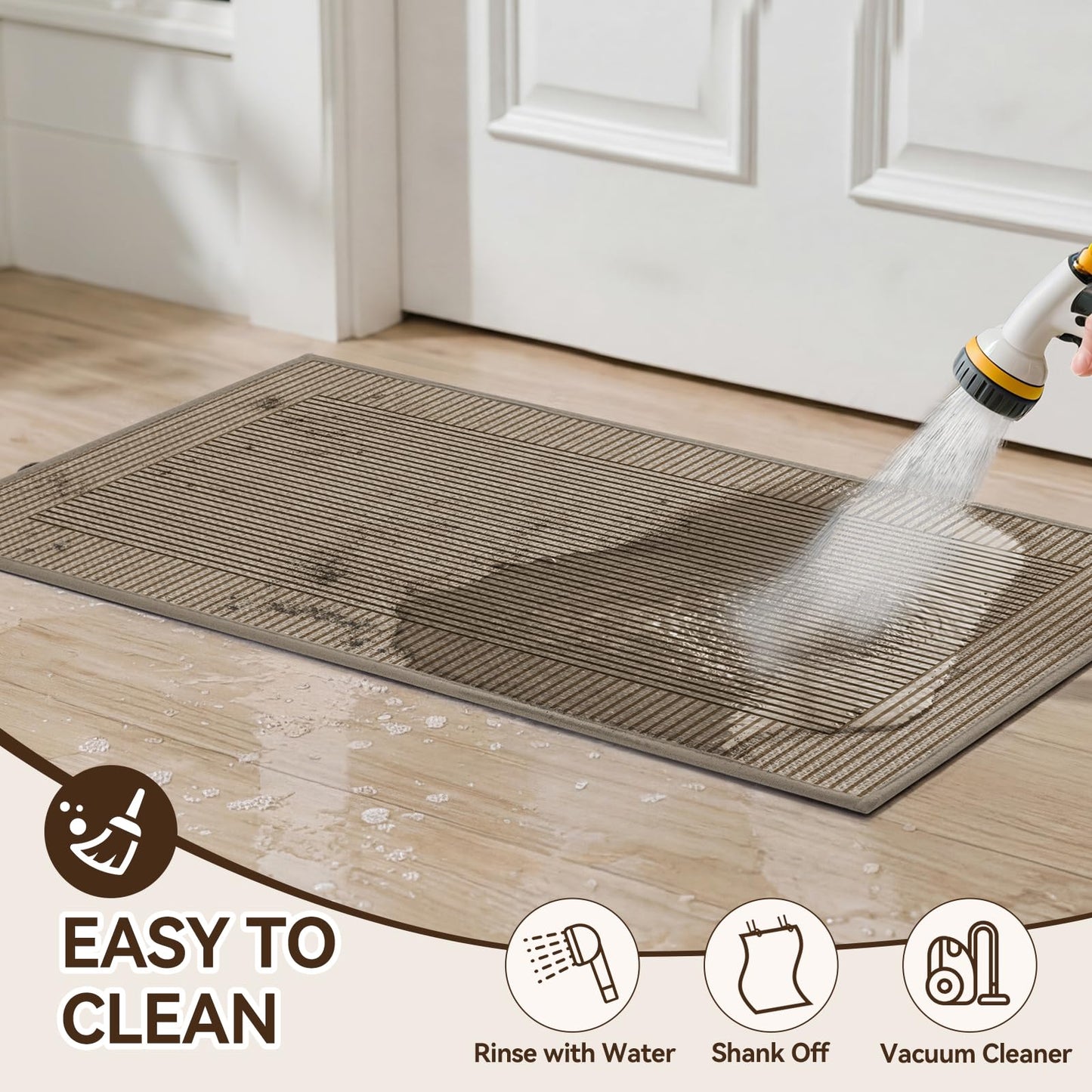QiCaiJia Door Mat 17"x30", Thin Dirt Trapper Entryway Door Mats Non Slip Washable Doormat, Low-Profile Welcome Mat for Inside Front Backdoor and Entrance