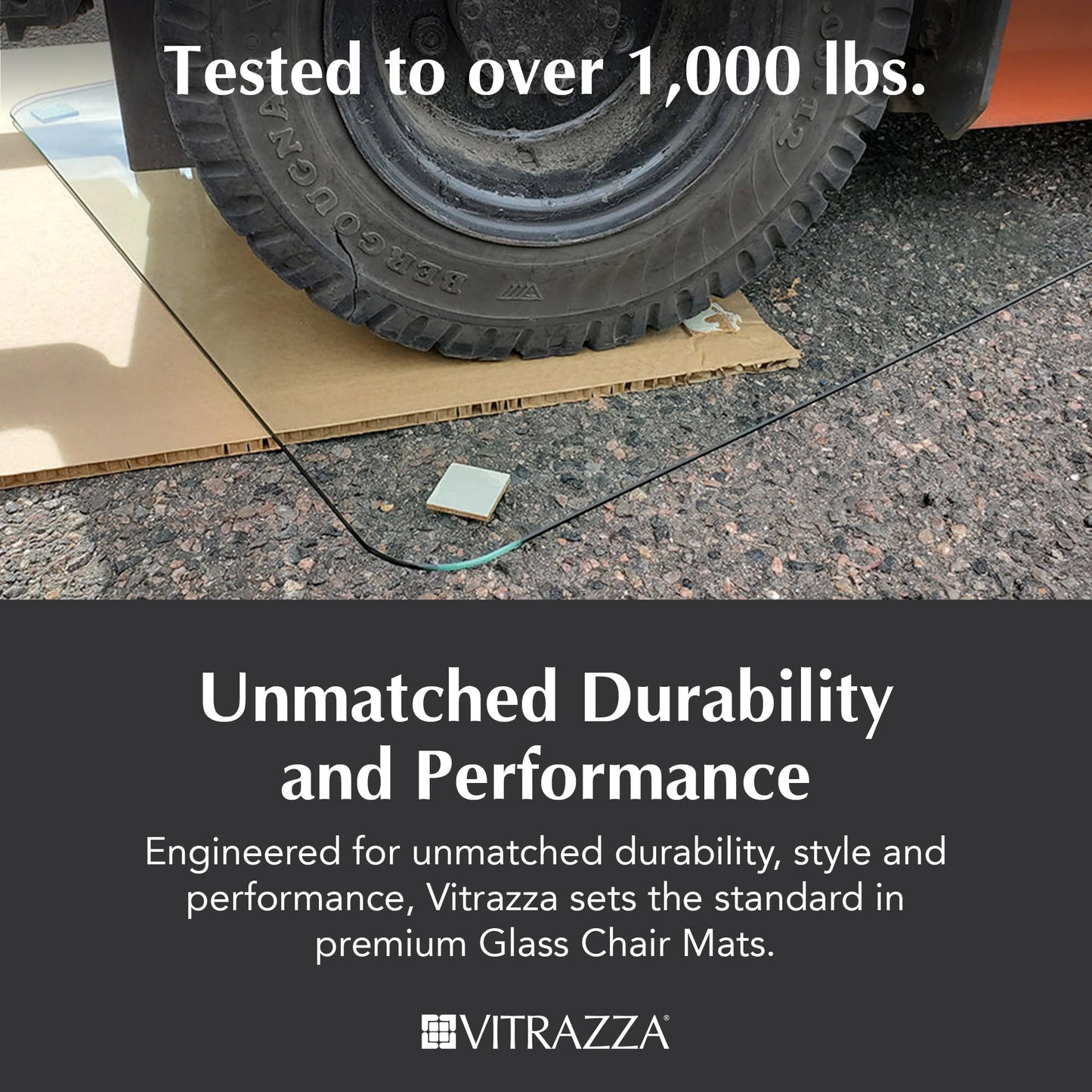 Vitrazza Glass Chair Mat 36” x 42” Superior ¼ Thick, Chiaro Standard Clear, Certified Tempered Safety Glass, Delivers a Smooth Glide, Protects Carpet or Wood, Beautiful in Home or Office