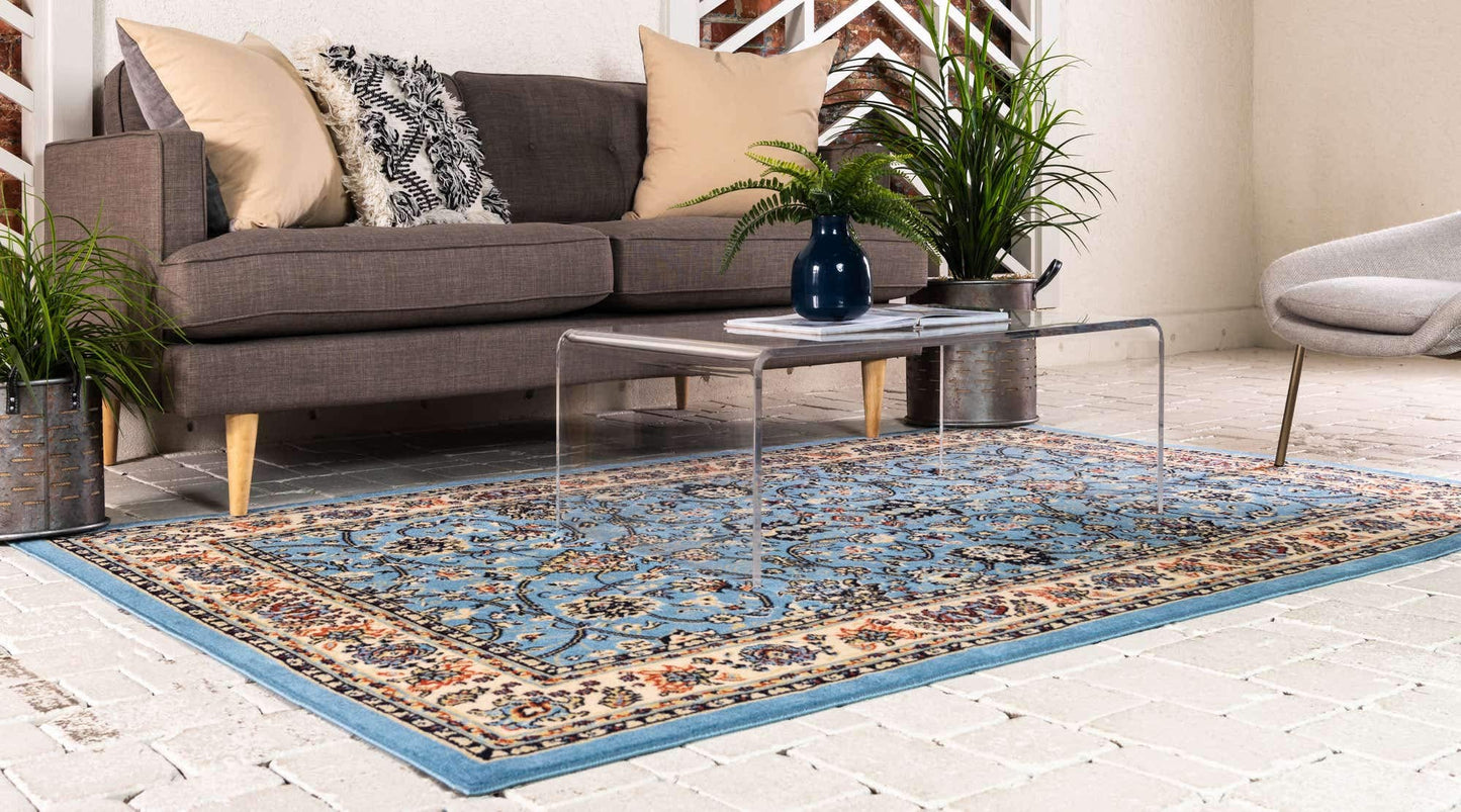 Unique Loom Sialk Hill Collection Area Rug - Washington (4' 1" x 6' 1" Rectangle, Light Blue/ Navy Blue)