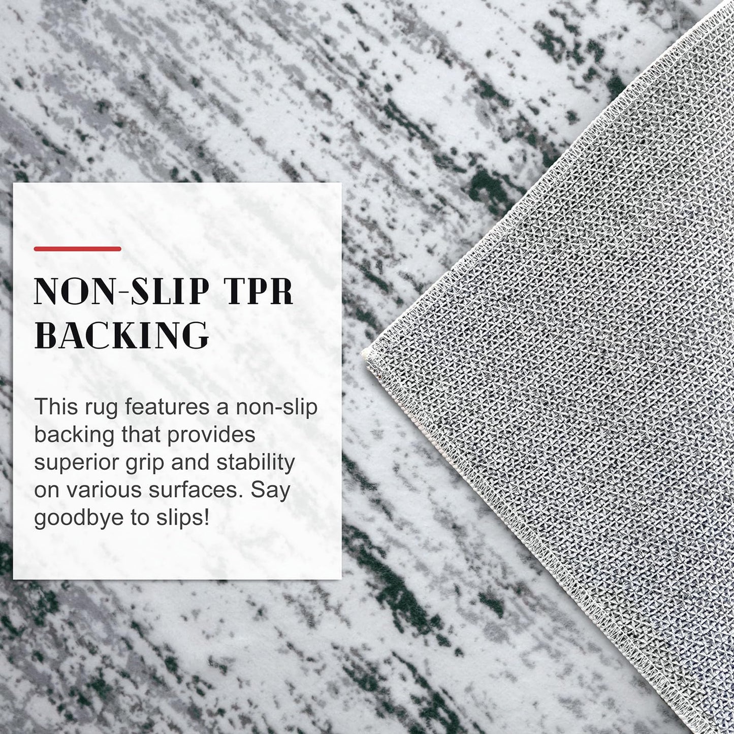 Lansny Modern Abstract 5x7 Machine Washable Area Rug Non-Slip Soft Bedroom Living Romm Rug Black Gray White Ultra Thin Print Faux Wool Floor Carpet Throw Rugs for Nursery Playroom Dining Room Indoor