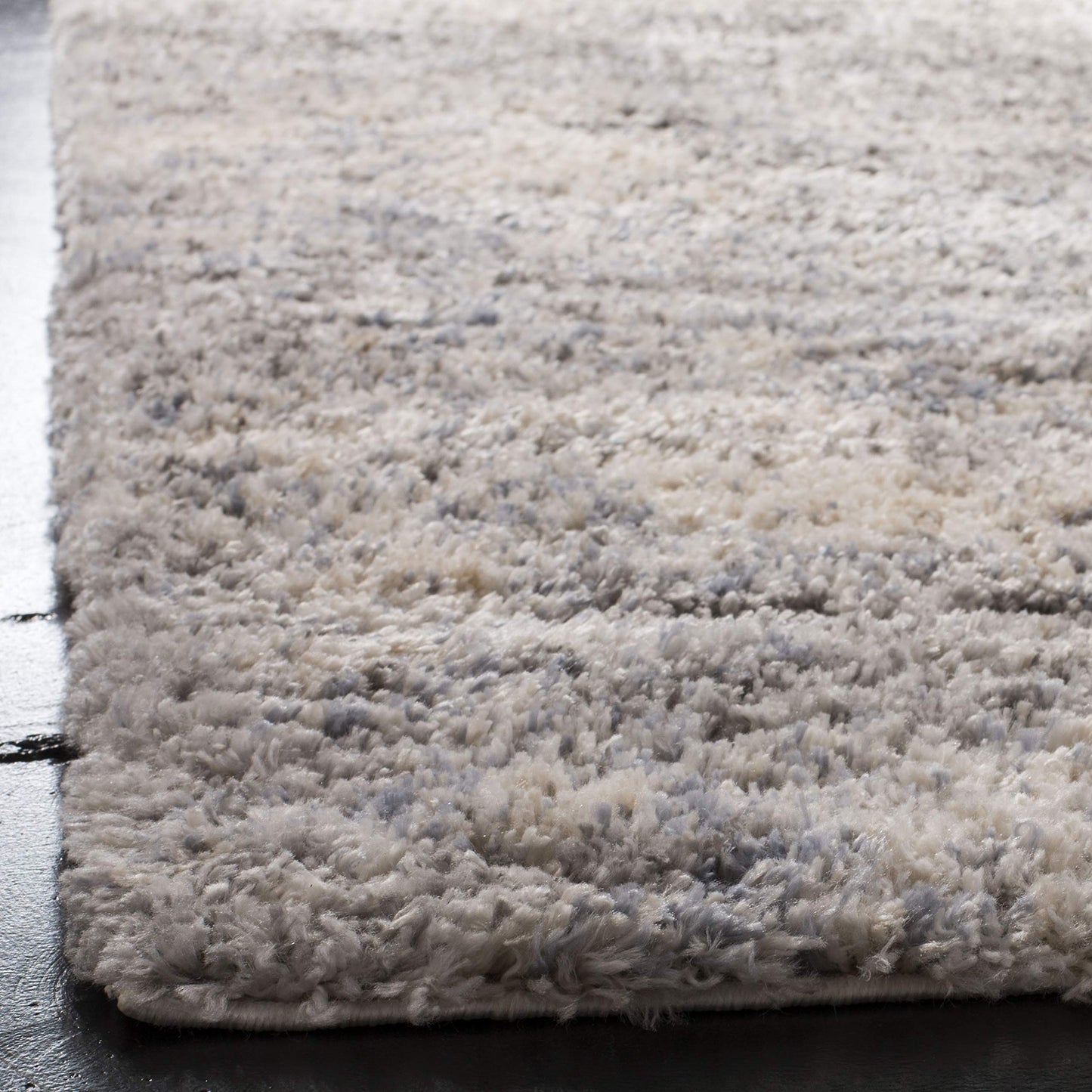 SAFAVIEH Berber Shag Collection Area Rug - 8' Square, Grey Blue & Cream, Non-Shedding & Easy to Clean, Ideal for Living Room, Bedroom, Dining Space (BER219G)