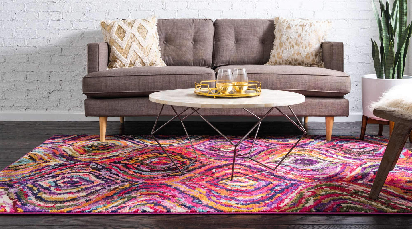 Unique Loom Estrella Collection Colorful, Abstract, Geometric, Gradient, Modern Area Rug (5' 0 x 8' 0 Rectangular, Multi/Pink)