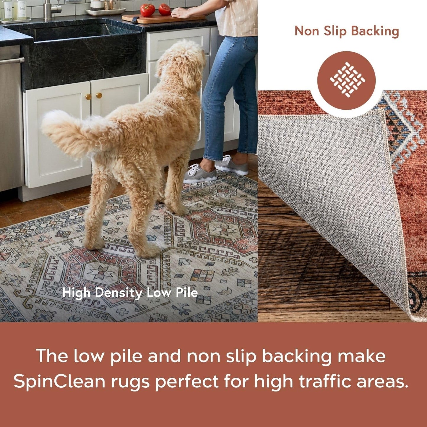 Nuloom SpinClean Hart Grey/Ivory, 5' x 8', Vintage, Soft and Cozy, High Traffic, Stain Resistant, Easy Clean, Durable, Machine Washable Area Rug for Bedroom, Living Room, Dining Space, Entryway
