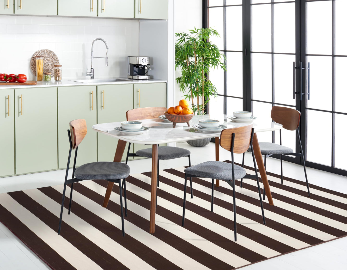 SAFAVIEH Montauk Collection Area Rug - 6' x 9', Black & Ivory, Handmade Flatweave Cotton, Woven Texture, Farmhouse Stripe Pattern, Ideal for Living Room, Bedroom, Dining Space (MTK712D)